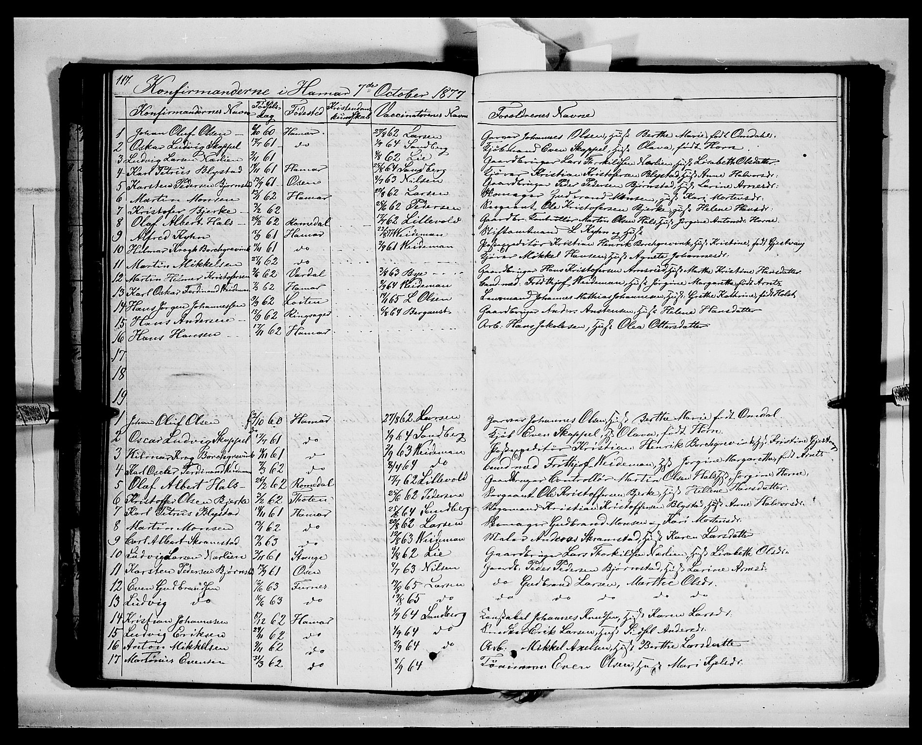 Vang prestekontor, Hedmark, AV/SAH-PREST-008/H/Ha/Hab/L0011: Klokkerbok nr. 11, 1855-1878, s. 117