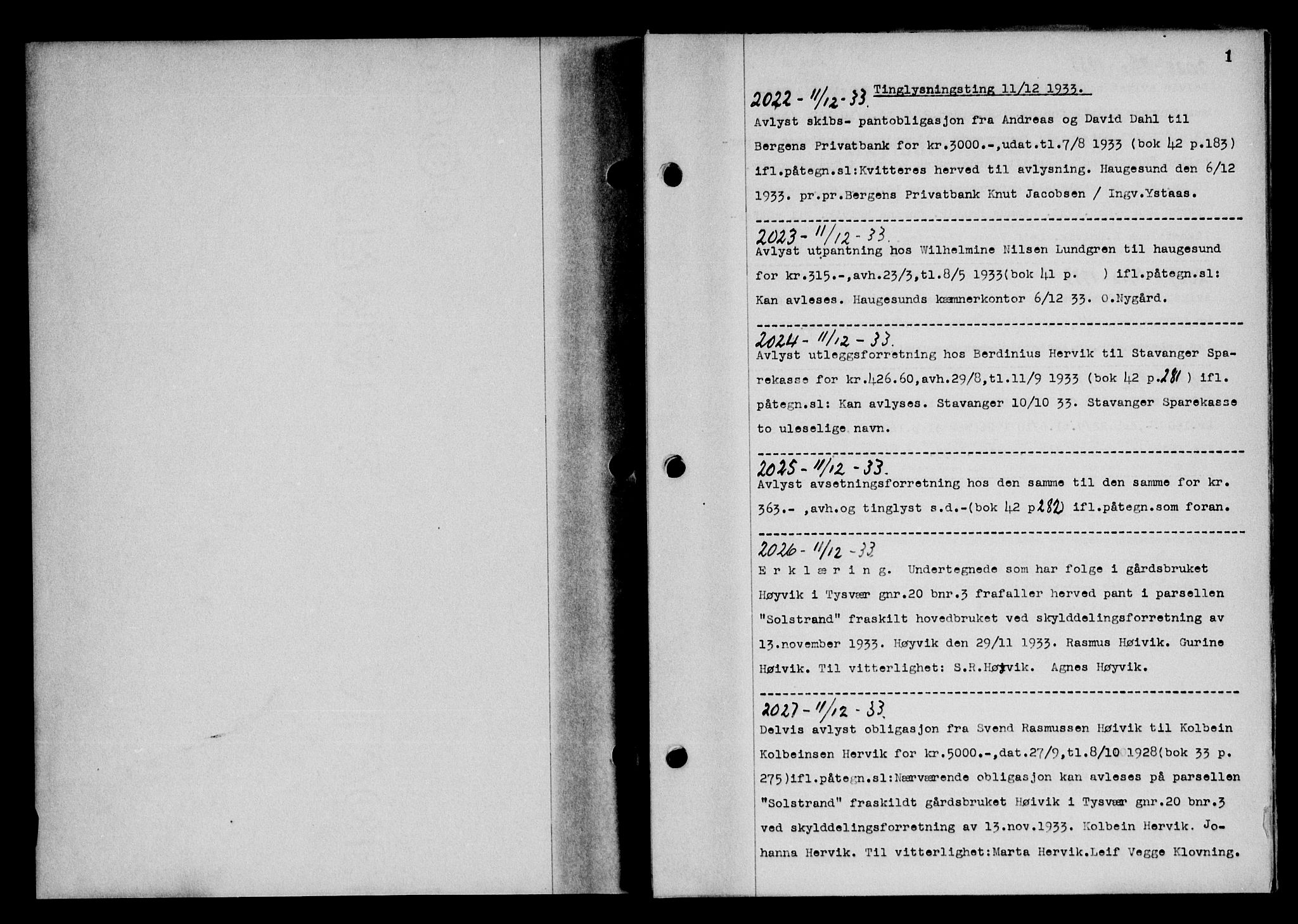 Karmsund sorenskriveri, SAST/A-100311/01/II/IIB/L0062: Pantebok nr. 43, 1933-1934, Tingl.dato: 11.12.1933
