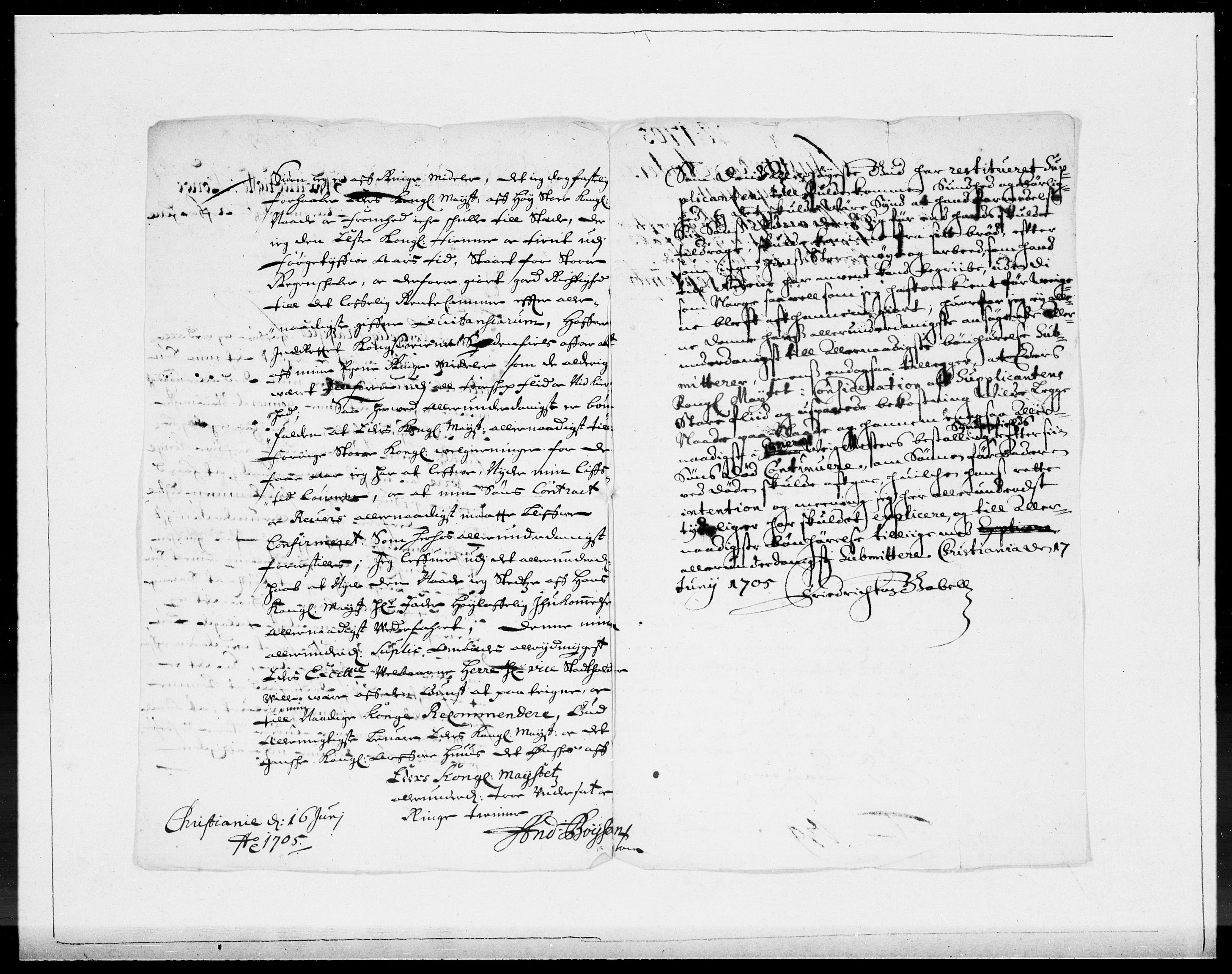 Danske Kanselli 1572-1799, AV/RA-EA-3023/F/Fc/Fcc/Fcca/L0059: Norske innlegg 1572-1799, 1705, s. 8