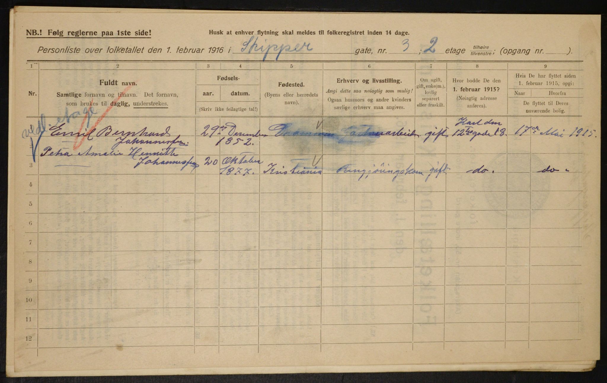 OBA, Kommunal folketelling 1.2.1916 for Kristiania, 1916, s. 97914