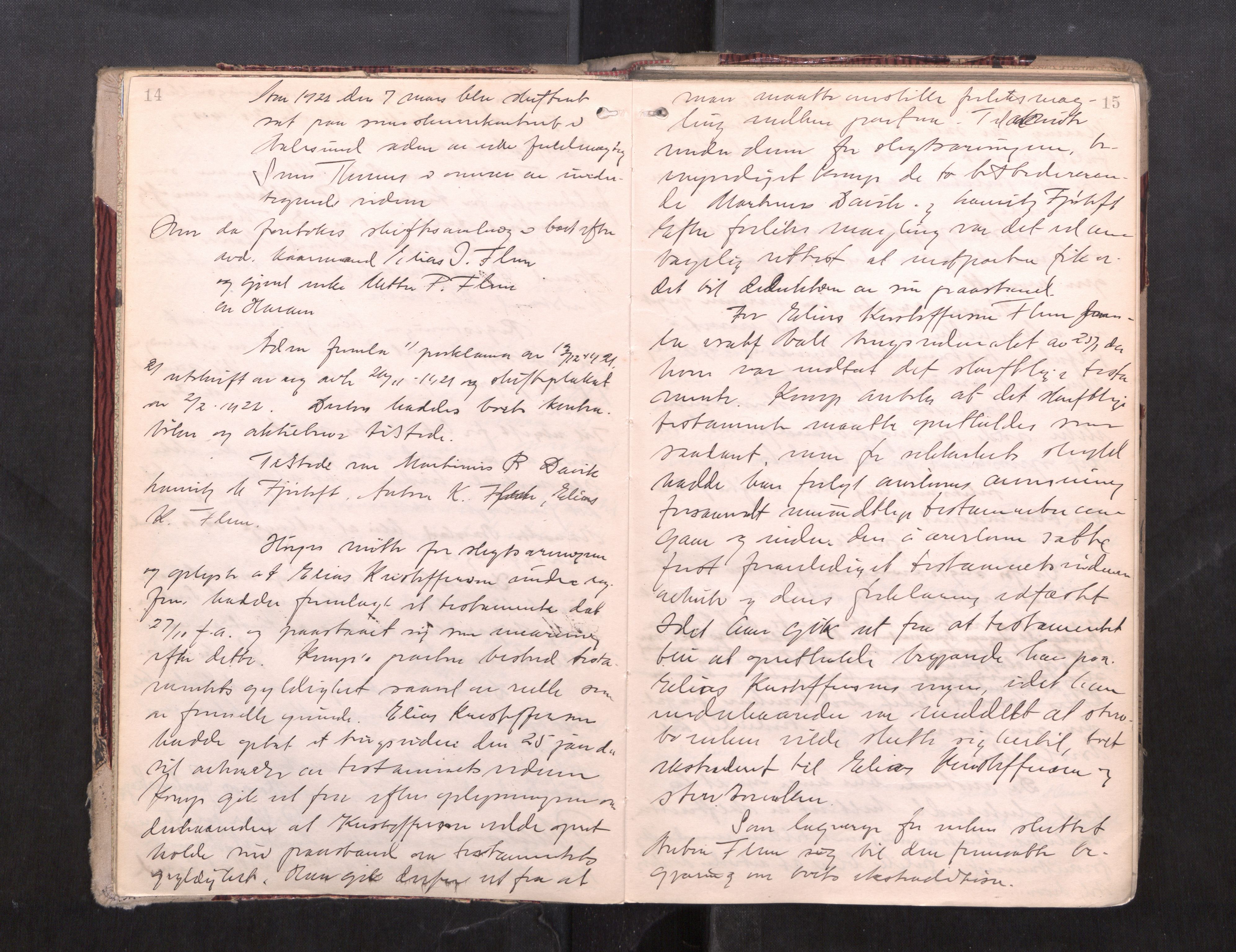 Nordre Sunnmøre sorenskriveri, AV/SAT-A-0006/1/3/3B/L0006: Skiftebehandlingsprotokoll 6, 1922-1926, s. 14-15
