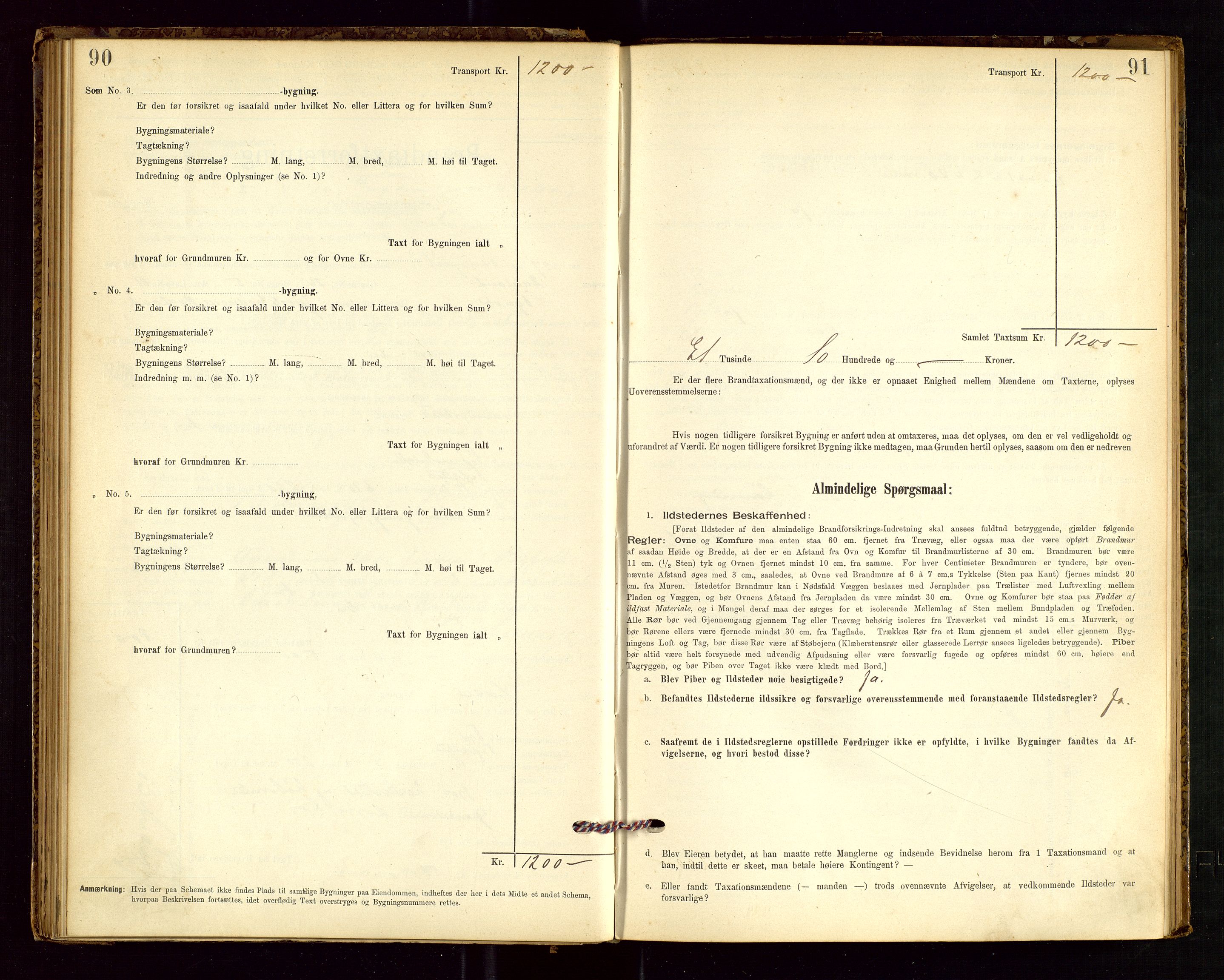 Tysvær lensmannskontor, AV/SAST-A-100192/Gob/L0001: "Brandtaxationsprotokol for Tysvær Lensmandsdistrikt Ryfylke Fogderi", 1894-1916, s. 90-91