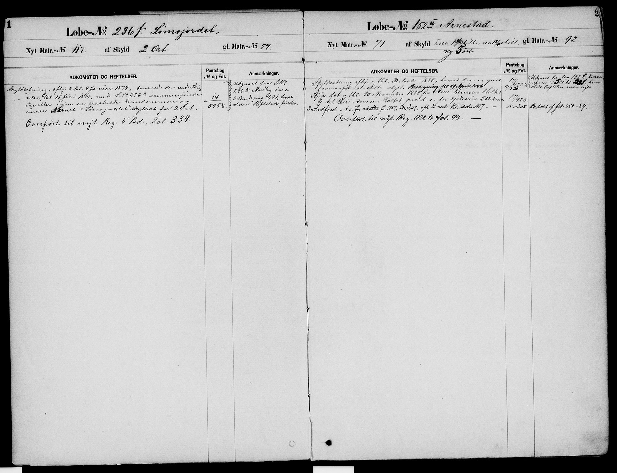 Sør-Østerdal sorenskriveri, SAH/TING-018/H/Ha/Haa/L0008: Panteregister nr. 8, 1878, s. 1-2