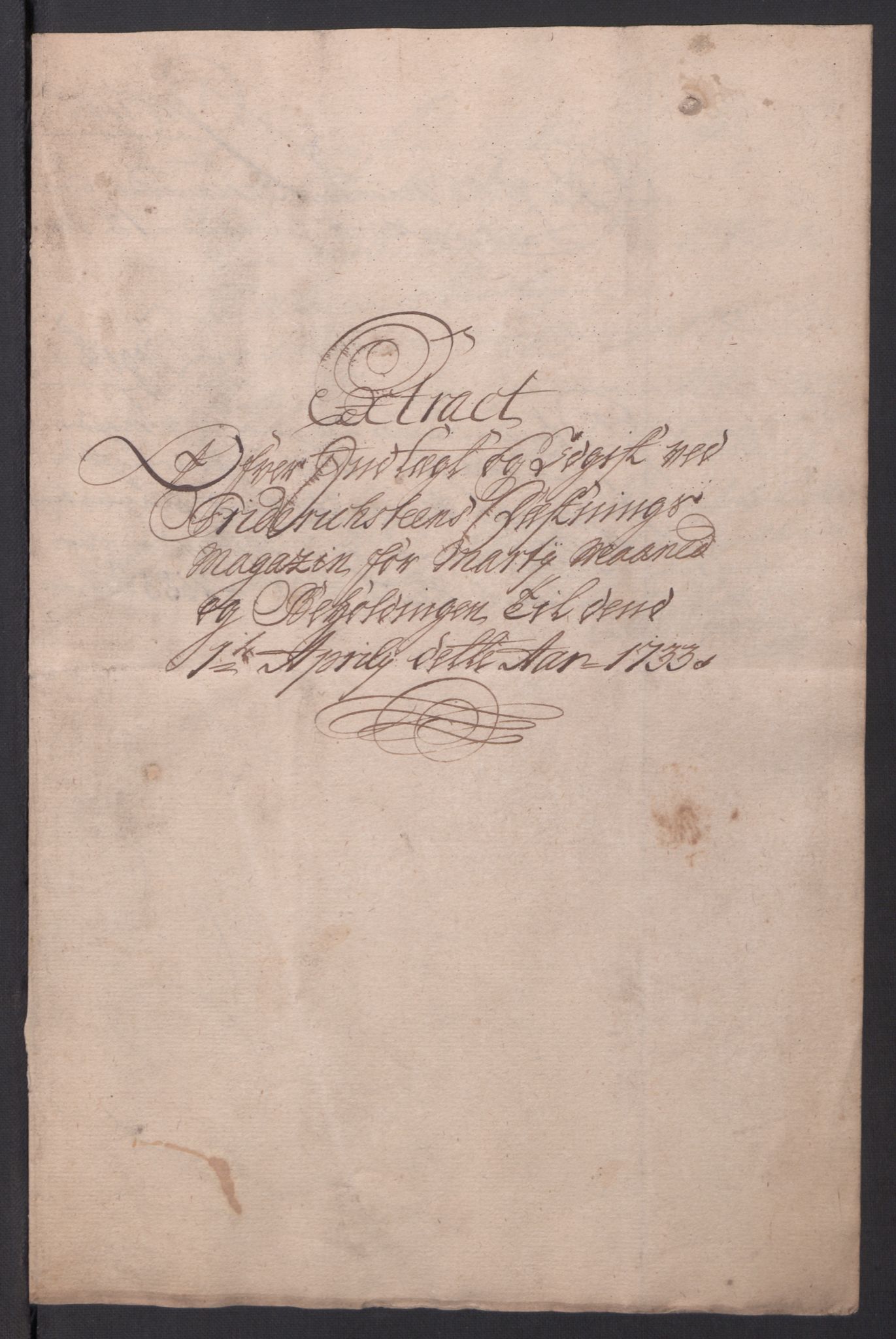 Kommanderende general (KG I) med Det norske krigsdirektorium, AV/RA-EA-5419/D/L0154: Fredriksten festning: Brev, inventarfortegnelser og regnskapsekstrakter, 1730-1739, s. 173