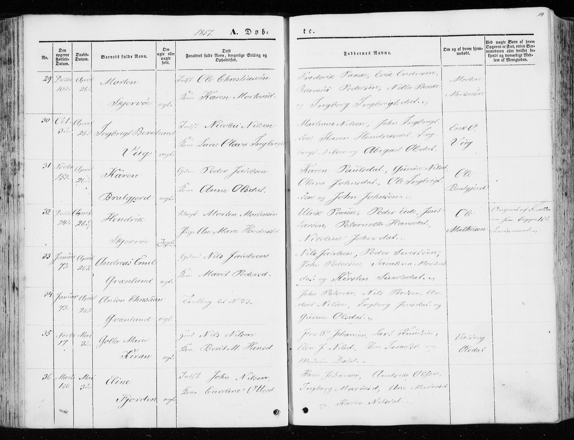 Ministerialprotokoller, klokkerbøker og fødselsregistre - Sør-Trøndelag, SAT/A-1456/657/L0704: Ministerialbok nr. 657A05, 1846-1857, s. 114