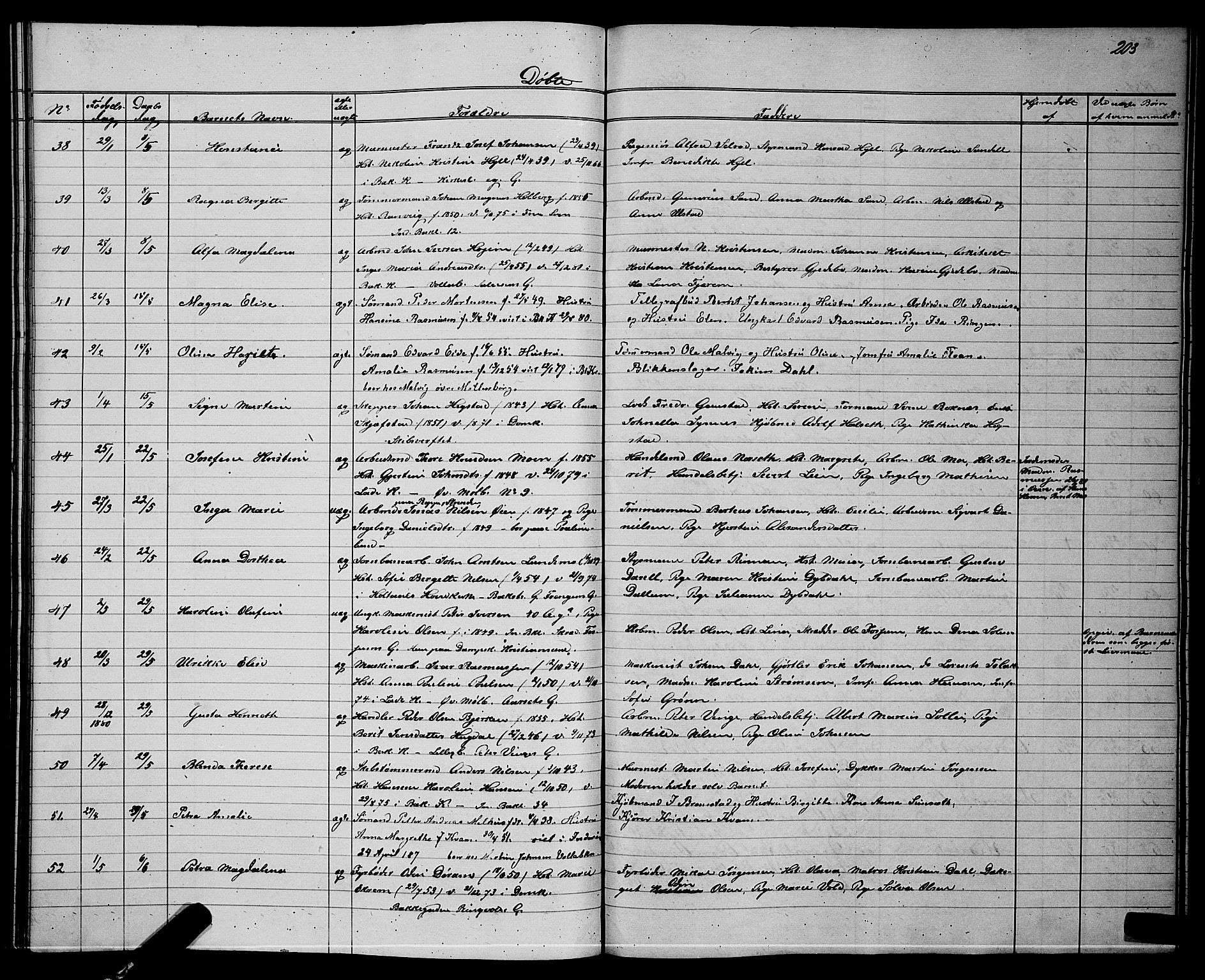 Ministerialprotokoller, klokkerbøker og fødselsregistre - Sør-Trøndelag, AV/SAT-A-1456/604/L0220: Klokkerbok nr. 604C03, 1870-1885, s. 203