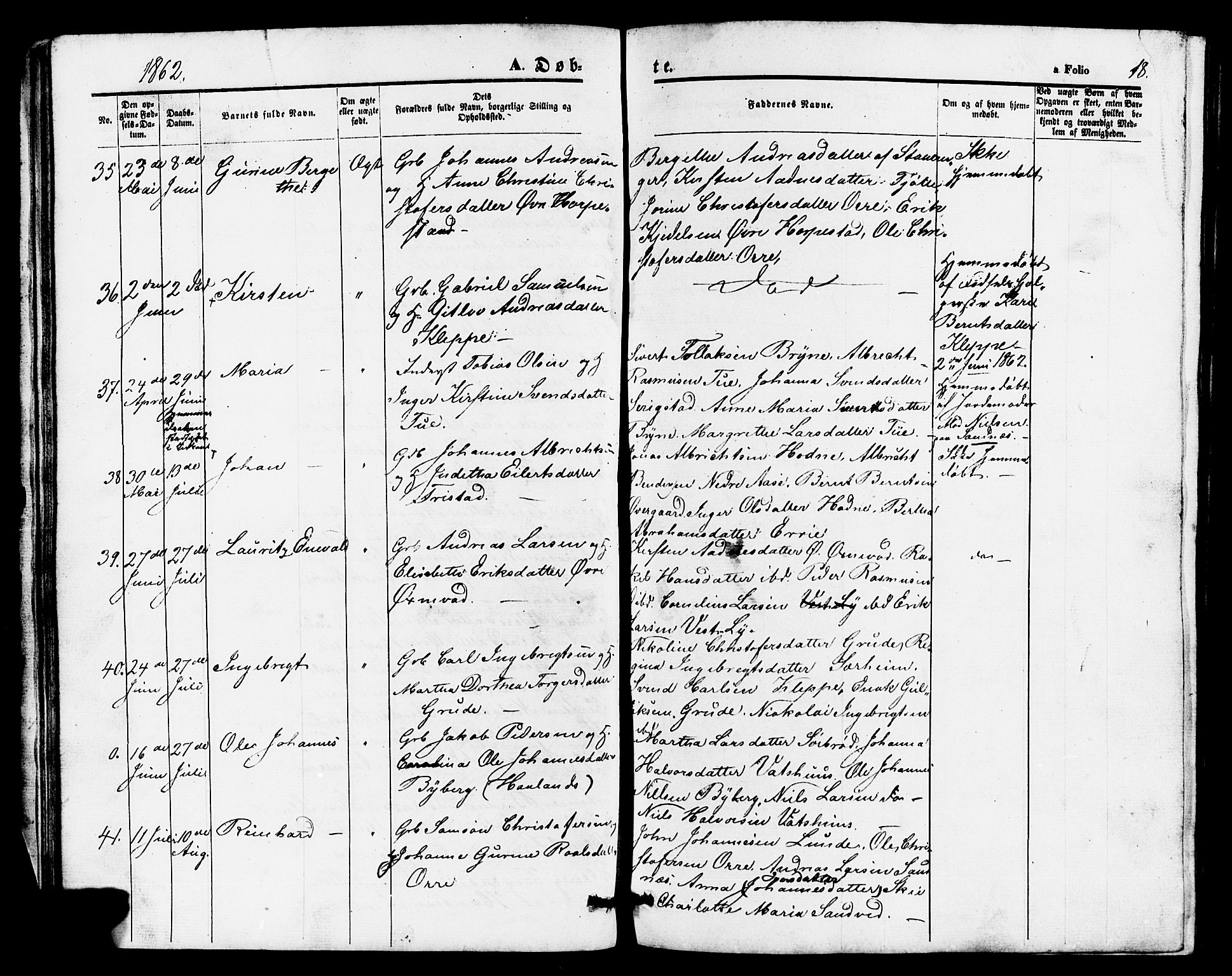 Klepp sokneprestkontor, AV/SAST-A-101803/001/3/30BB/L0002: Klokkerbok nr. B 2, 1860-1875, s. 18