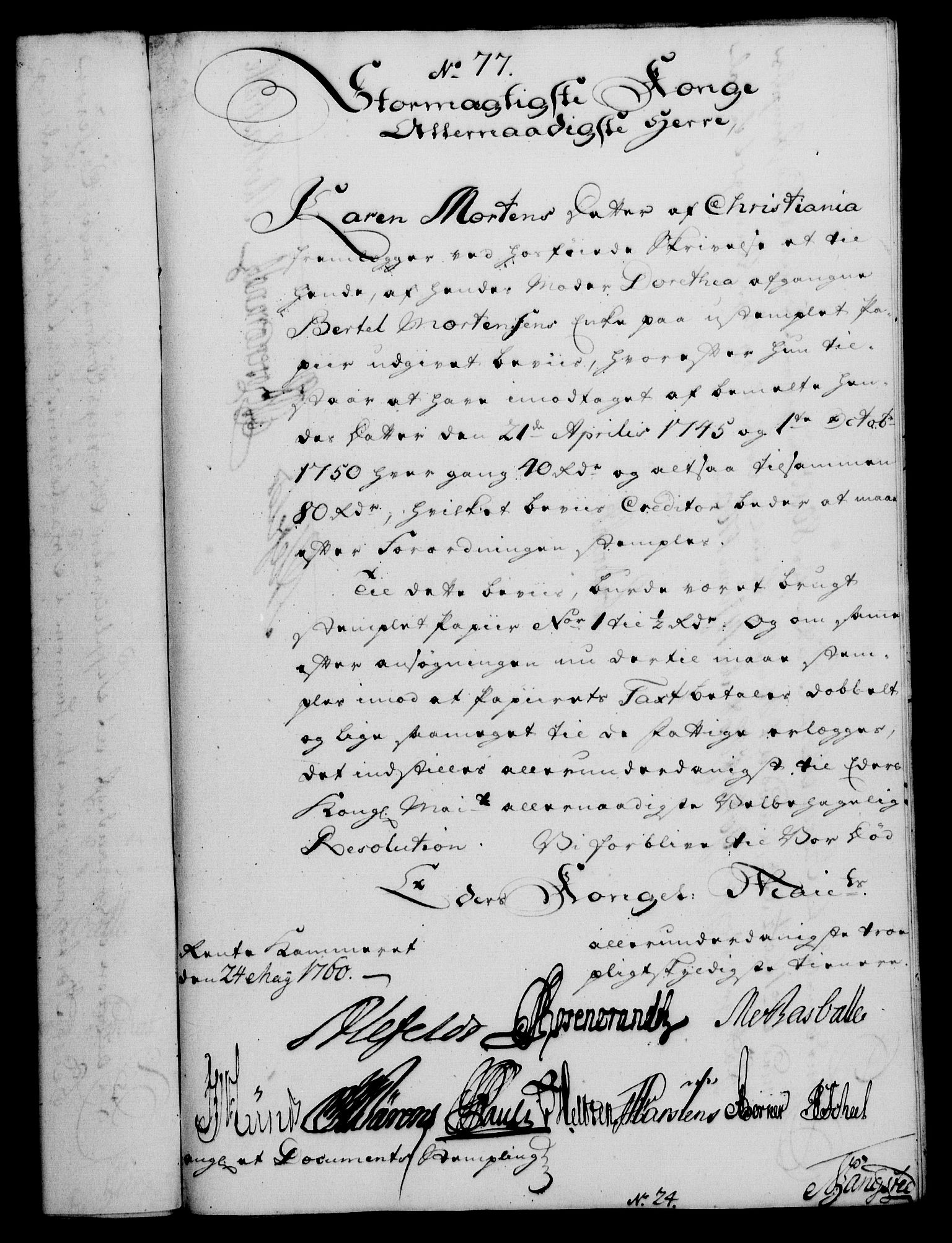 Rentekammeret, Kammerkanselliet, RA/EA-3111/G/Gf/Gfa/L0042: Norsk relasjons- og resolusjonsprotokoll (merket RK 52.42), 1760, s. 282