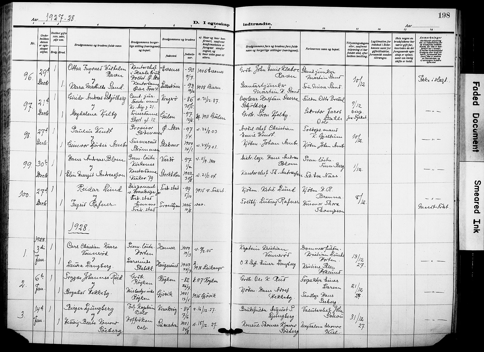 Garnisonsmenigheten Kirkebøker, AV/SAO-A-10846/F/Fa/L0016: Ministerialbok nr. 16, 1922-1930, s. 198