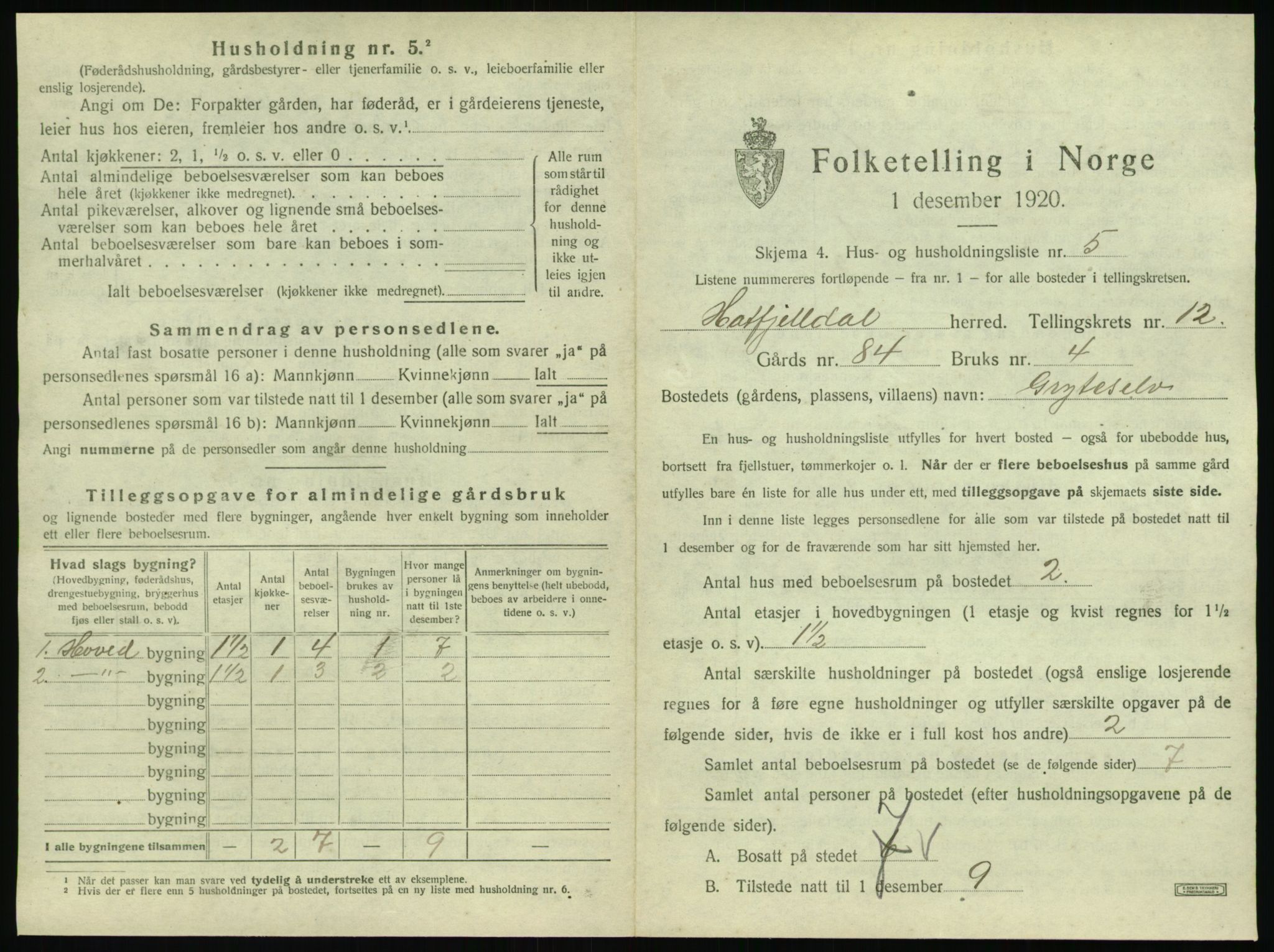 SAT, Folketelling 1920 for 1826 Hattfjelldal herred, 1920, s. 376