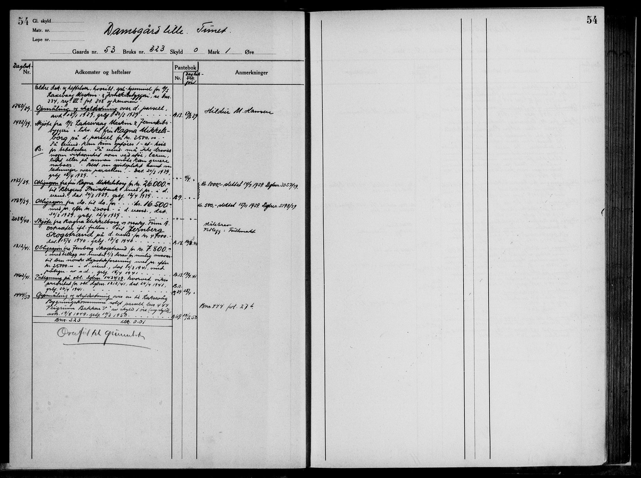 Midhordland sorenskriveri, AV/SAB-A-3001/1/G/Ga/Gab/L0117: Panteregister nr. II.A.b.117, s. 54