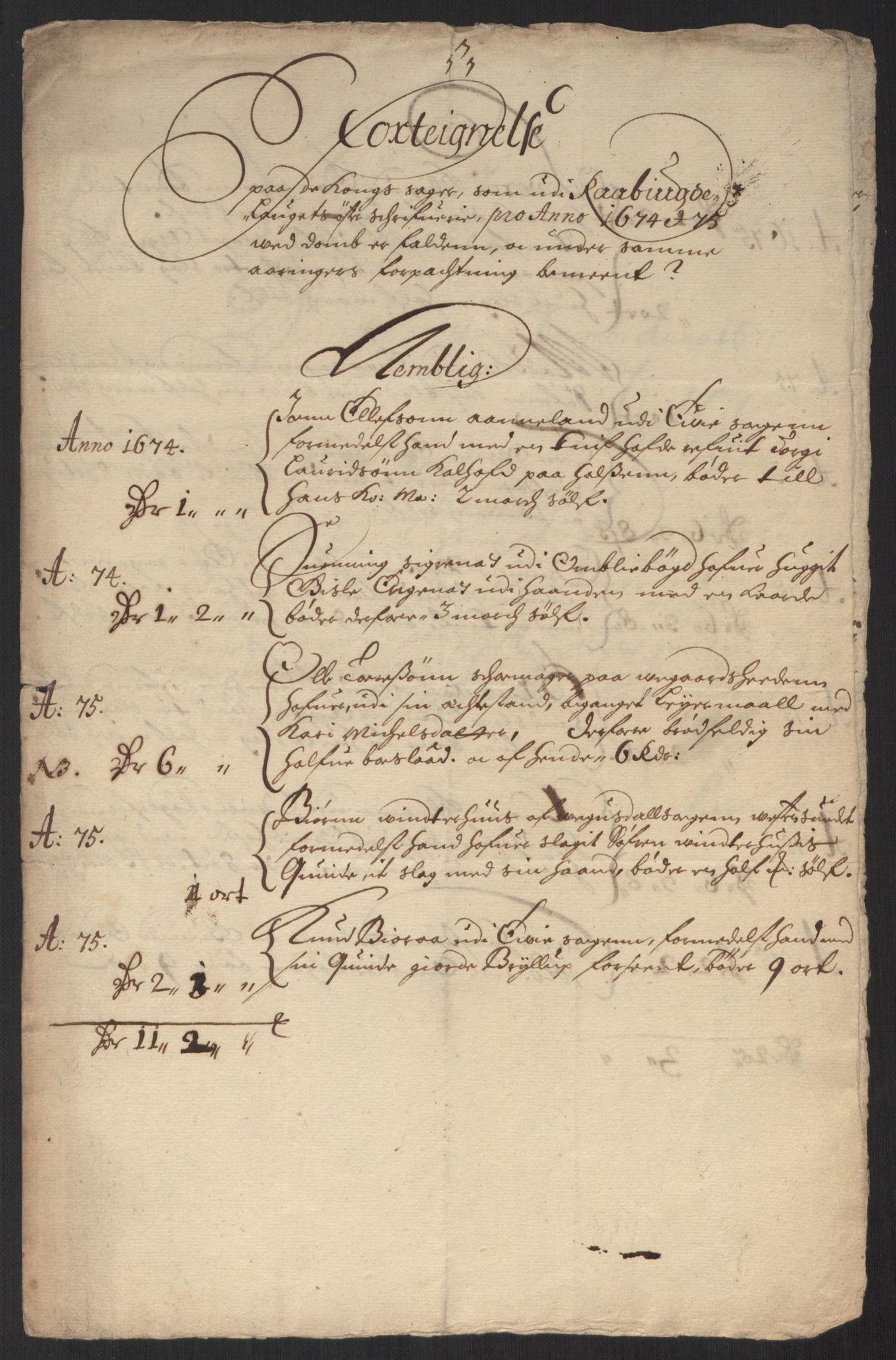 Rentekammeret inntil 1814, Reviderte regnskaper, Byregnskaper, AV/RA-EA-4066/R/Rm/L0284: [M17] Sikt og sakefall, 1658-1680, s. 321