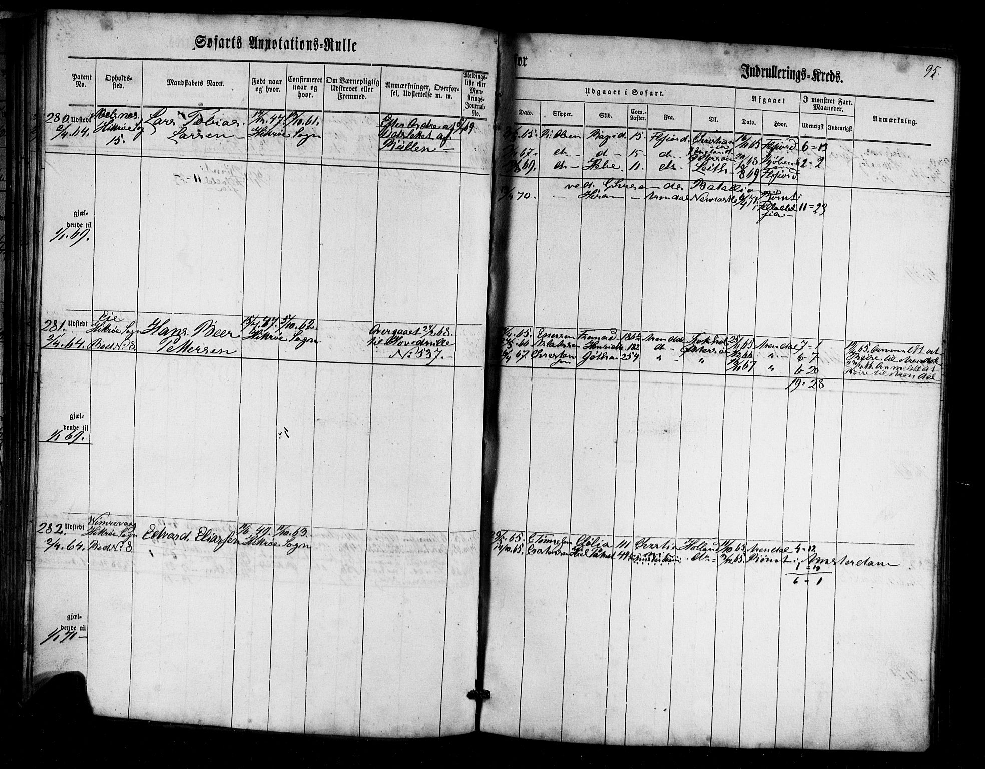 Flekkefjord mønstringskrets, AV/SAK-2031-0018/F/Fa/L0004: Annotasjonsrulle nr 1-435 med register, Æ-1, 1860-1867, s. 113