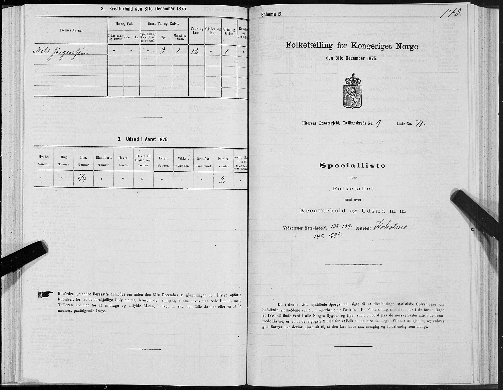 SAT, Folketelling 1875 for 1617P Hitra prestegjeld, 1875, s. 5143