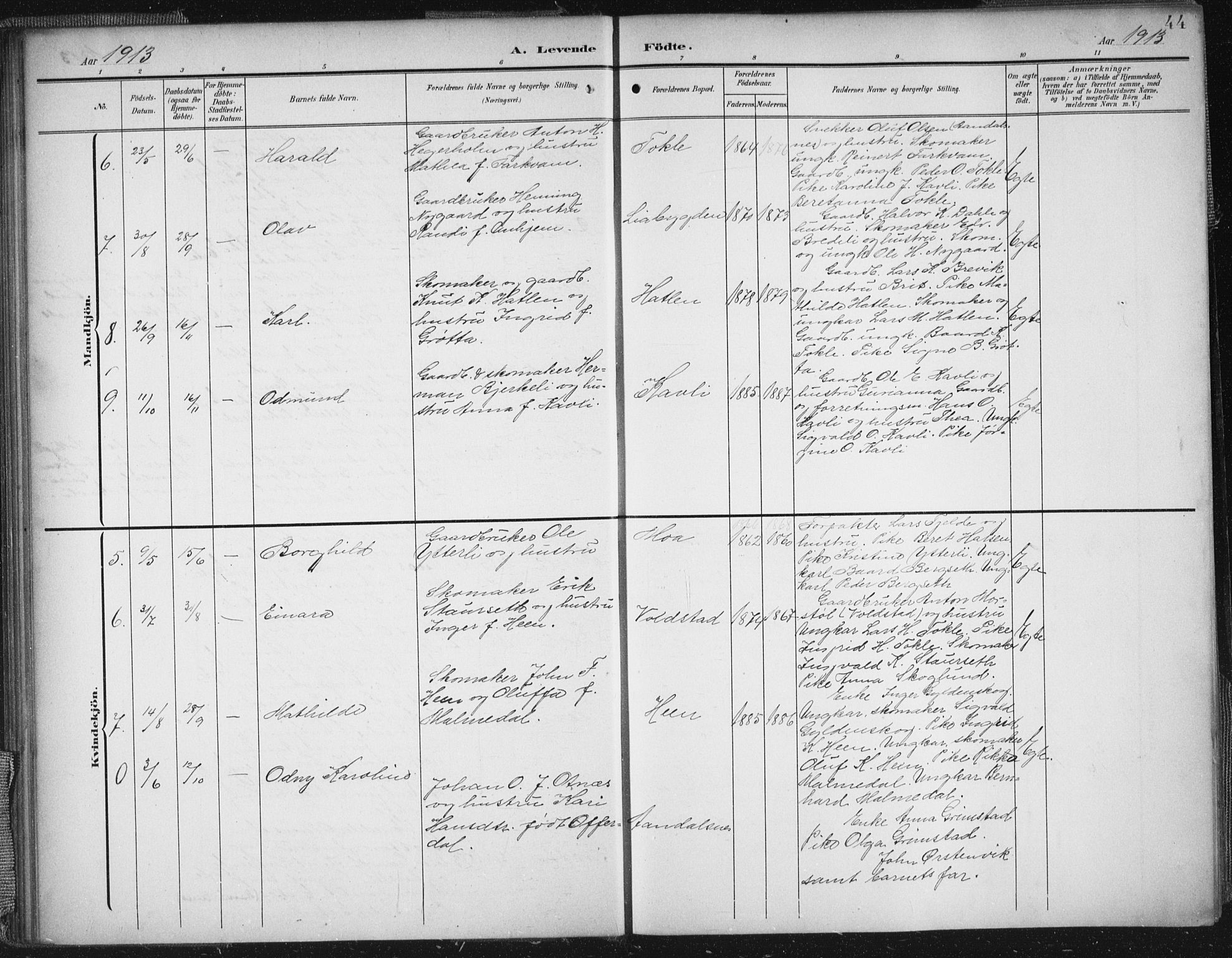 Ministerialprotokoller, klokkerbøker og fødselsregistre - Møre og Romsdal, AV/SAT-A-1454/545/L0589: Klokkerbok nr. 545C03, 1902-1937, s. 44