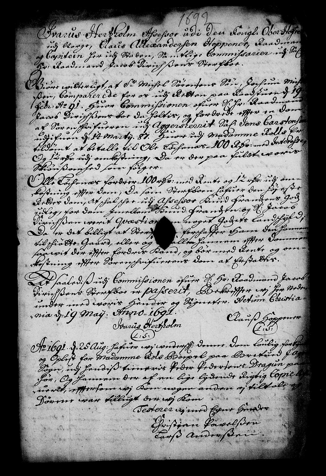 Stattholderembetet 1572-1771, RA/EA-2870/Af/L0004: Avskrifter av vedlegg til originale supplikker, nummerert i samsvar med supplikkbøkene, 1691-1694, s. 158