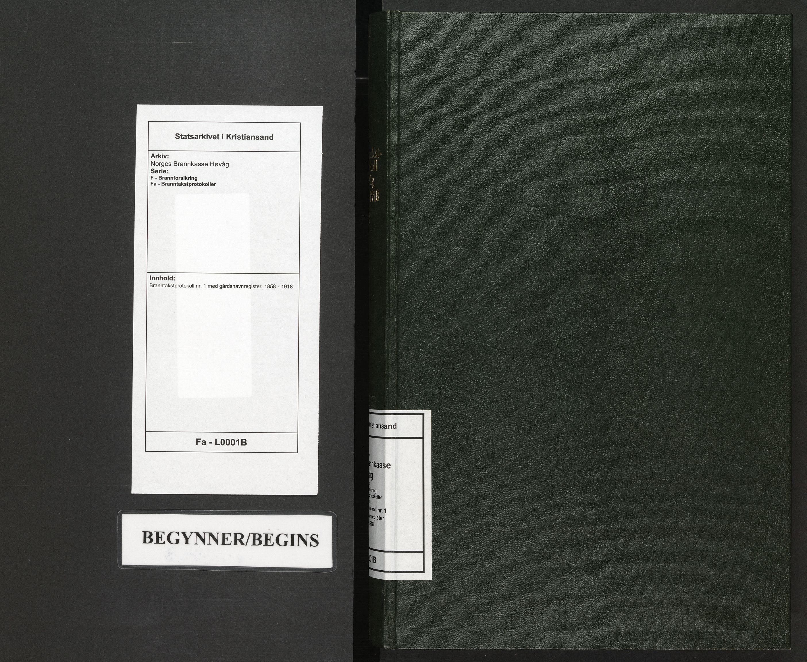 Norges Brannkasse Høvåg, AV/SAK-2241-0028/F/Fa/L0001B: Branntakstprotokoll nr. 1 med gårdsnavnregister, 1858-1918