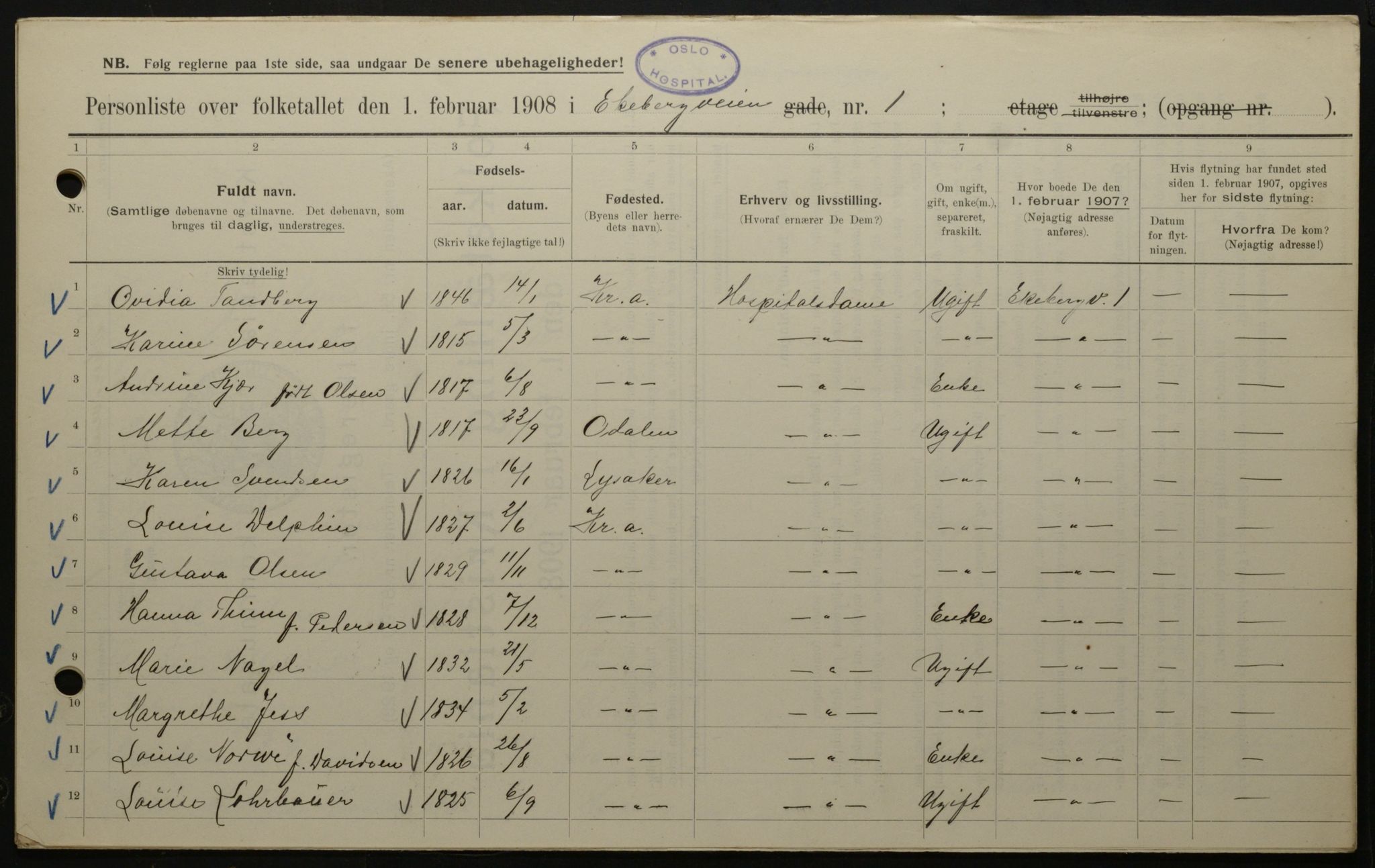 OBA, Kommunal folketelling 1.2.1908 for Kristiania kjøpstad, 1908, s. 18434