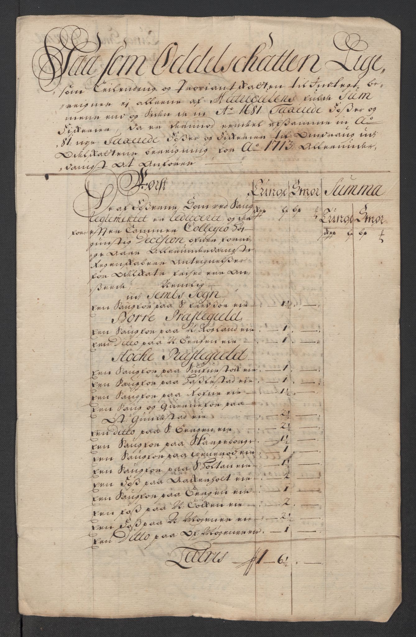 Rentekammeret inntil 1814, Reviderte regnskaper, Fogderegnskap, RA/EA-4092/R32/L1878: Fogderegnskap Jarlsberg grevskap, 1713, s. 229