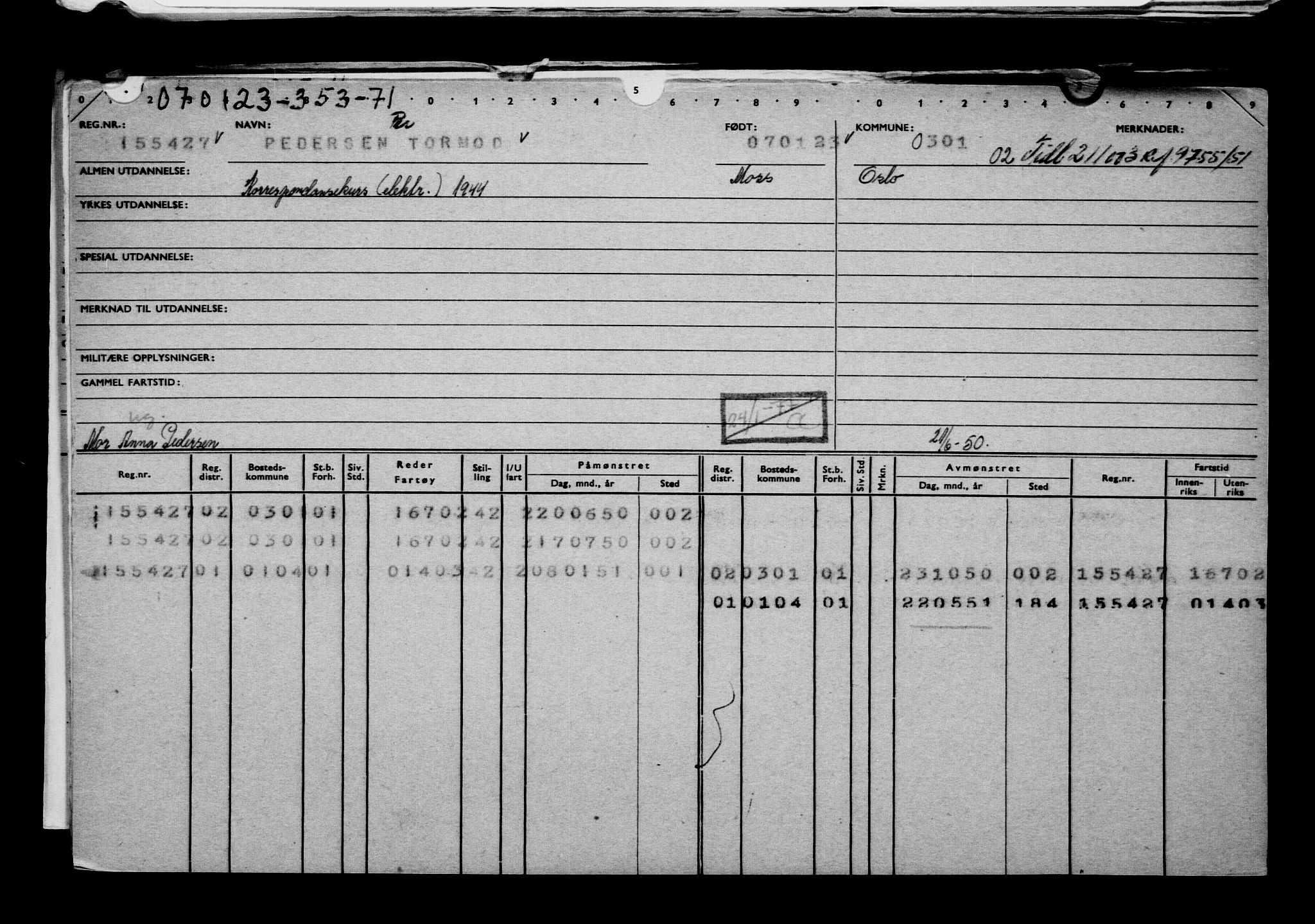 Direktoratet for sjømenn, AV/RA-S-3545/G/Gb/L0214: Hovedkort, 1923, s. 220