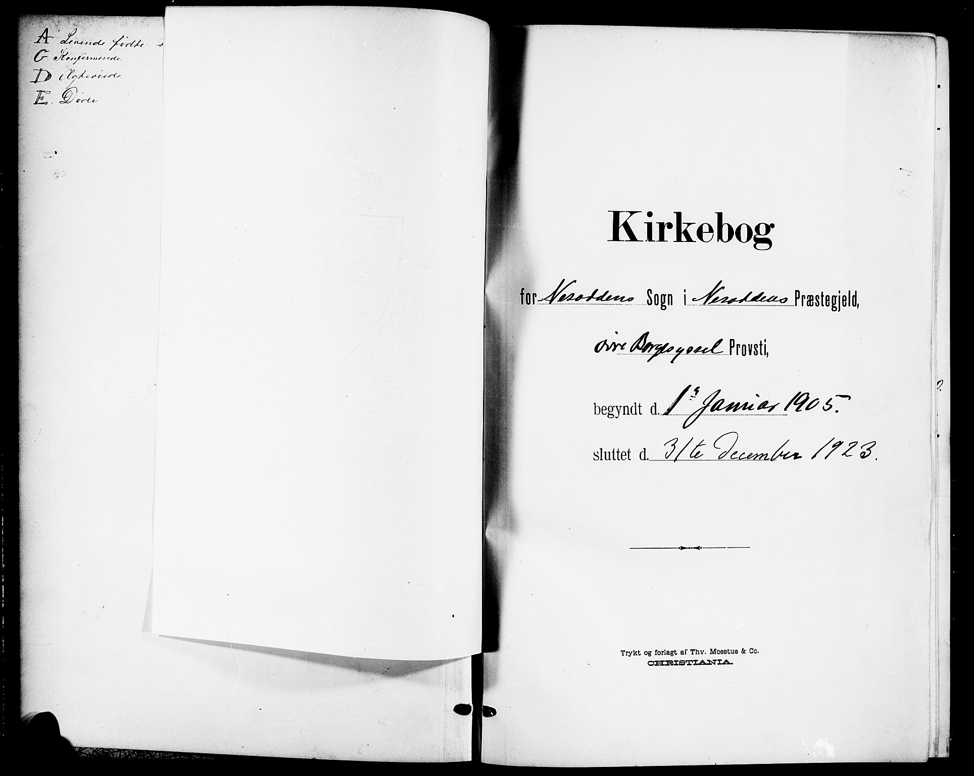 Nesodden prestekontor Kirkebøker, SAO/A-10013/G/Ga/L0002: Klokkerbok nr. I 2, 1905-1924
