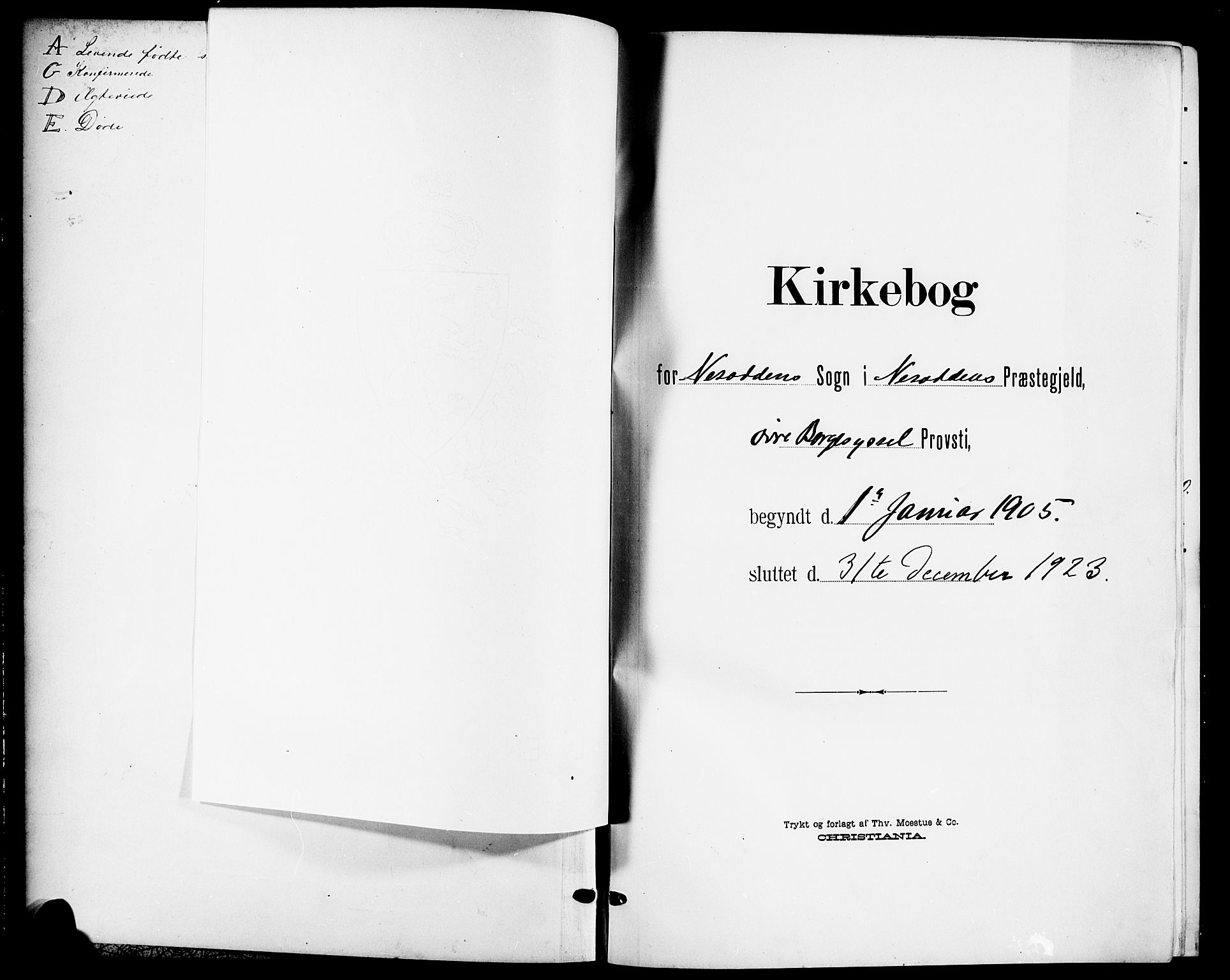 Nesodden prestekontor Kirkebøker, AV/SAO-A-10013/G/Ga/L0002: Klokkerbok nr. I 2, 1905-1924