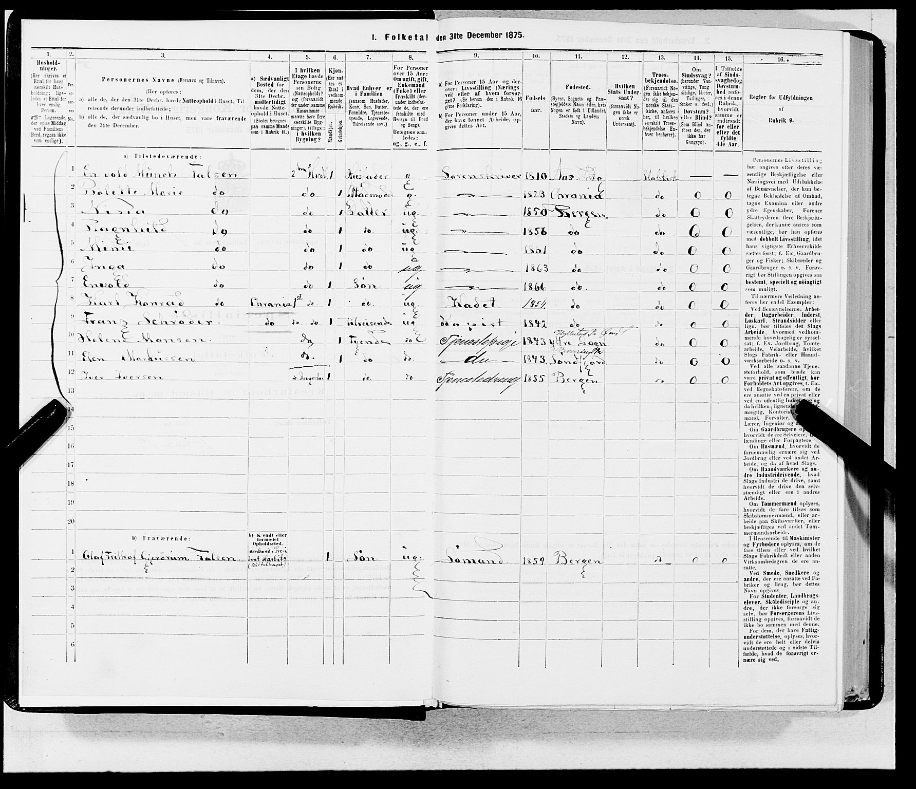 SAB, Folketelling 1875 for 1301 Bergen kjøpstad, 1875, s. 4