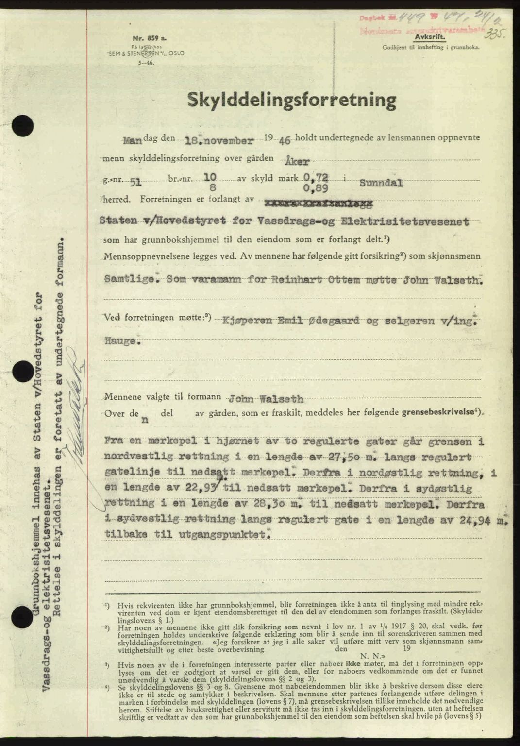 Nordmøre sorenskriveri, SAT/A-4132/1/2/2Ca: Pantebok nr. A104, 1947-1947, Dagboknr: 449/1947