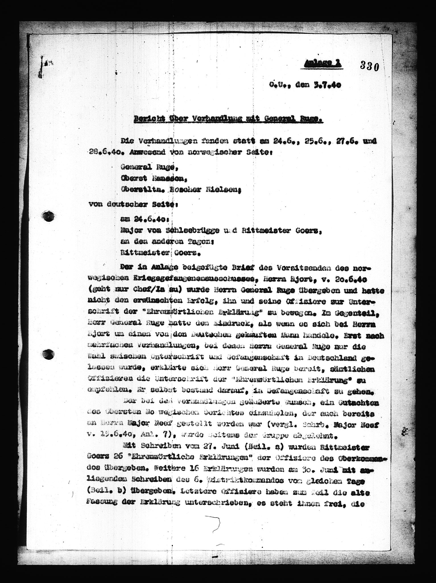 Documents Section, AV/RA-RAFA-2200/V/L0084: Amerikansk mikrofilm "Captured German Documents".
Box No. 723.  FKA jnr. 615/1954., 1940, s. 151