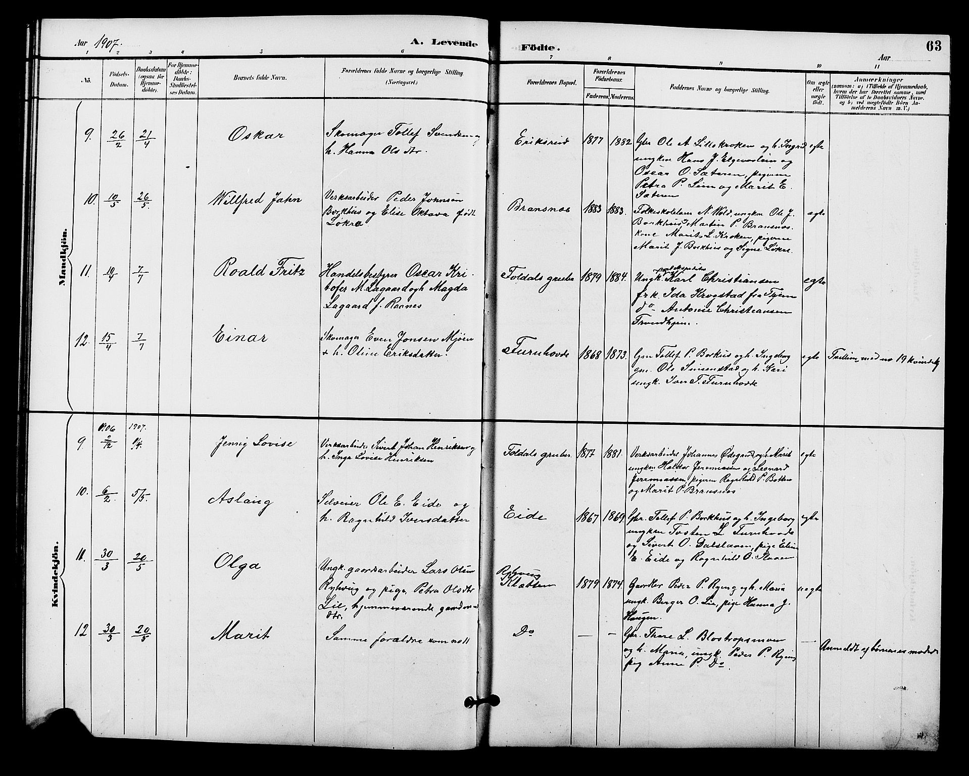 Alvdal prestekontor, AV/SAH-PREST-060/H/Ha/Hab/L0004: Klokkerbok nr. 4, 1894-1910, s. 63