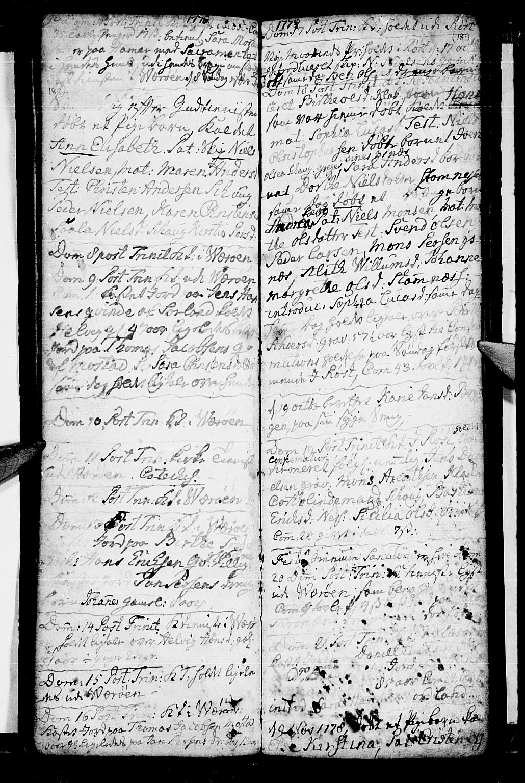 Ministerialprotokoller, klokkerbøker og fødselsregistre - Nordland, AV/SAT-A-1459/807/L0118: Ministerialbok nr. 807A01, 1752-1798, s. 188b-189b