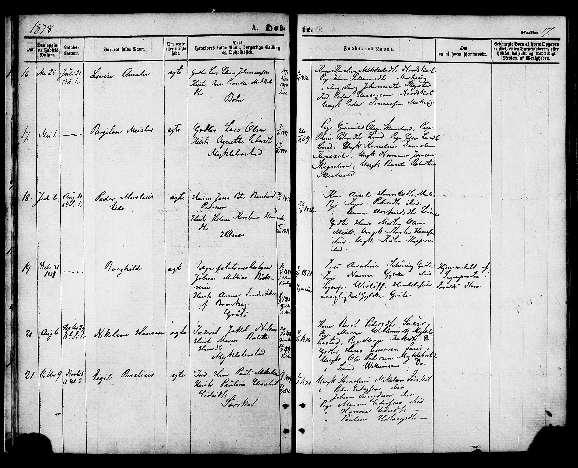 Ministerialprotokoller, klokkerbøker og fødselsregistre - Nordland, AV/SAT-A-1459/857/L0821: Ministerialbok nr. 857A01, 1875-1889, s. 17