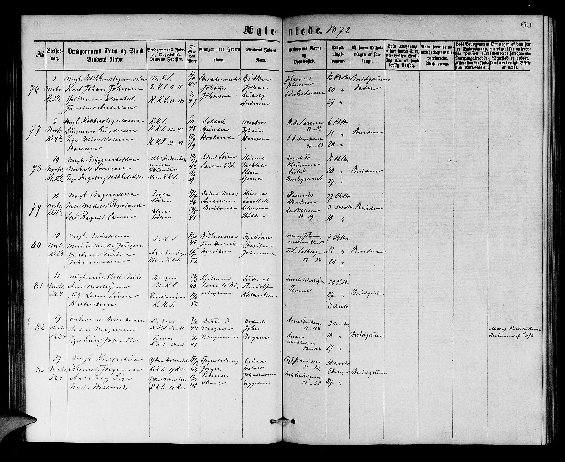 Korskirken sokneprestembete, AV/SAB-A-76101/H/Hab: Klokkerbok nr. D 2, 1867-1886, s. 60