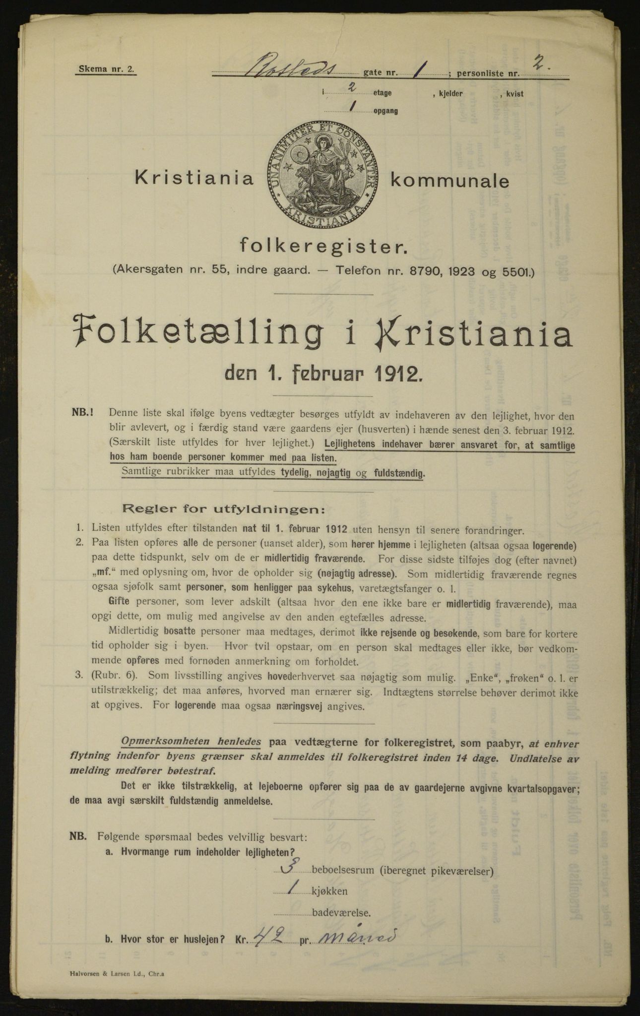 OBA, Kommunal folketelling 1.2.1912 for Kristiania, 1912, s. 84256