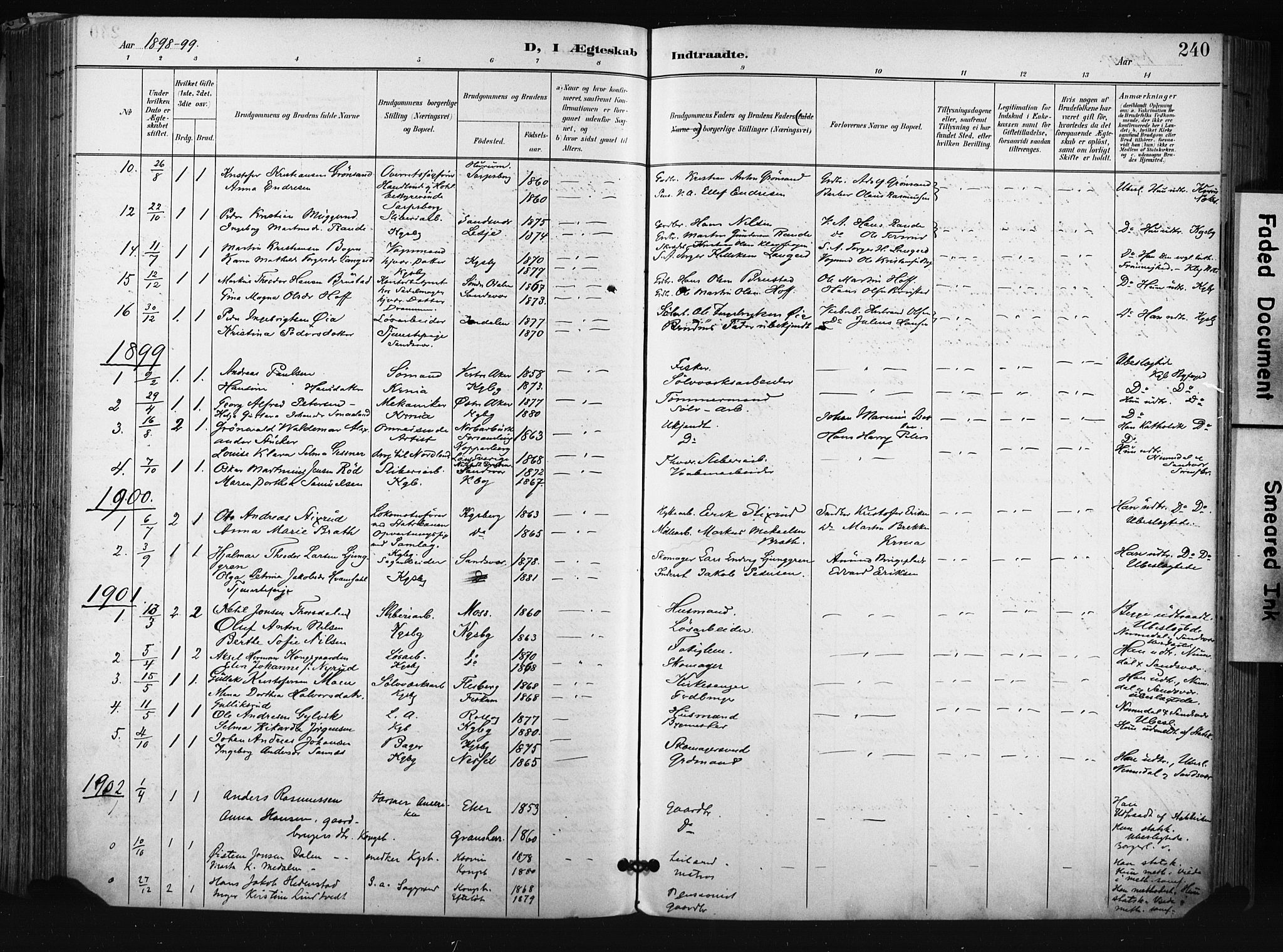 Kongsberg kirkebøker, AV/SAKO-A-22/F/Fb/L0003: Ministerialbok nr. II 3, 1896-1905, s. 240