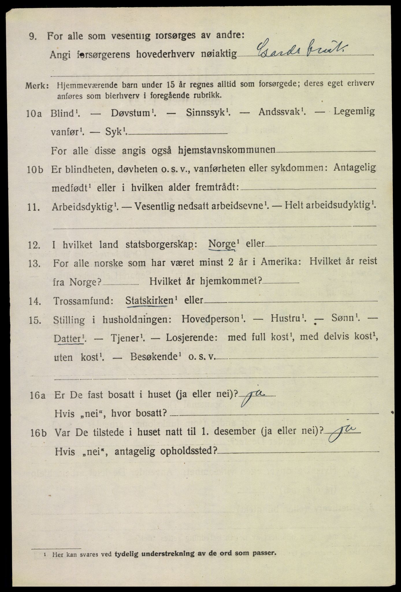 SAK, Folketelling 1920 for 0941 Bykle herred, 1920, s. 588