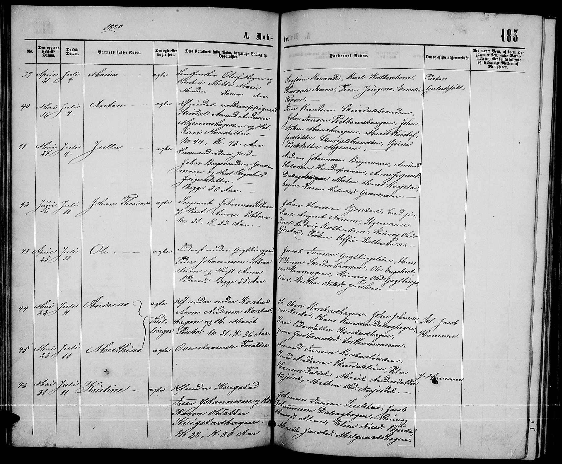 Sør-Fron prestekontor, AV/SAH-PREST-010/H/Ha/Hab/L0002: Klokkerbok nr. 2, 1864-1883, s. 183