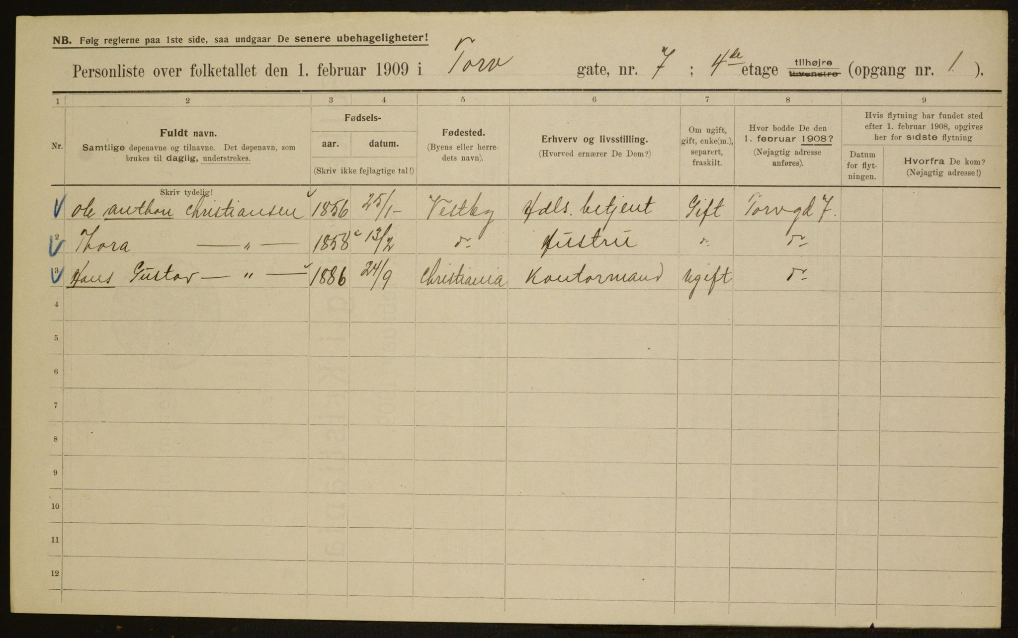 OBA, Kommunal folketelling 1.2.1909 for Kristiania kjøpstad, 1909, s. 103347