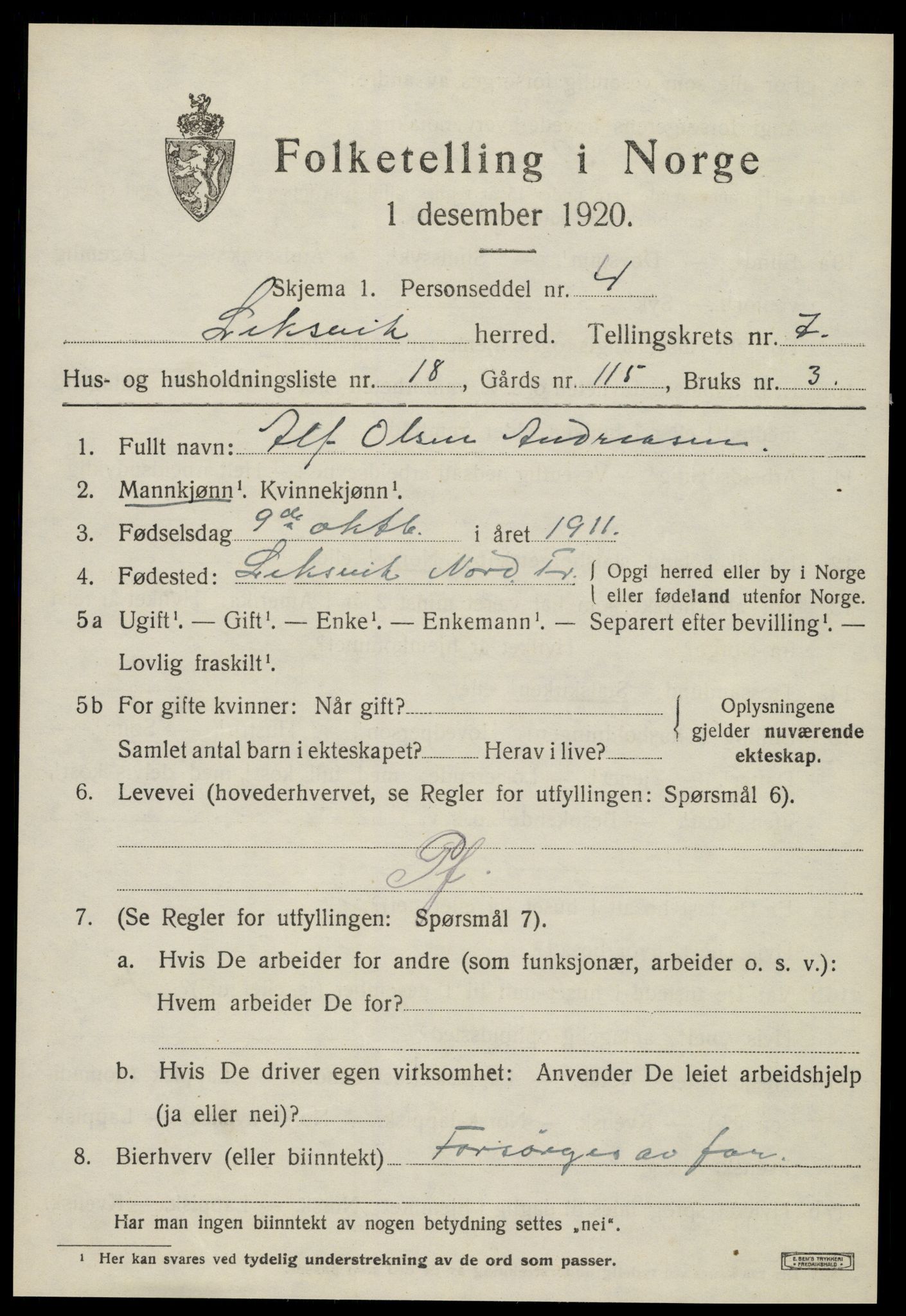 SAT, Folketelling 1920 for 1718 Leksvik herred, 1920, s. 6278