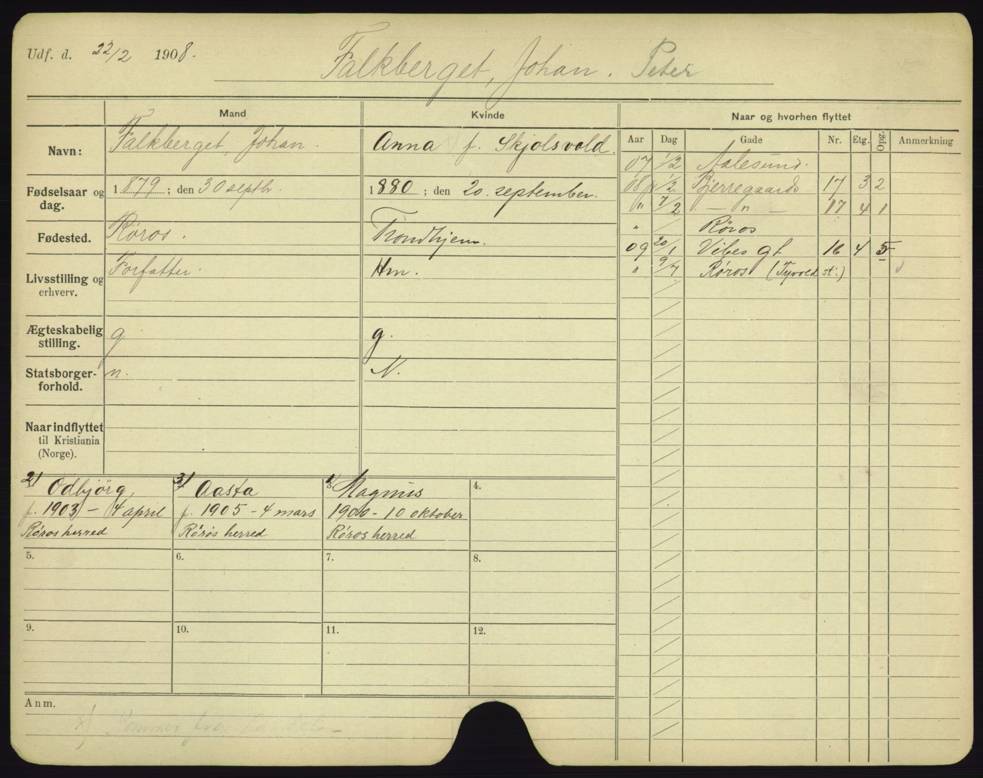 Oslo folkeregister, Registerkort, AV/SAO-A-11715/F/Fa/Fac/L0003: Menn, 1906-1914, s. 27a