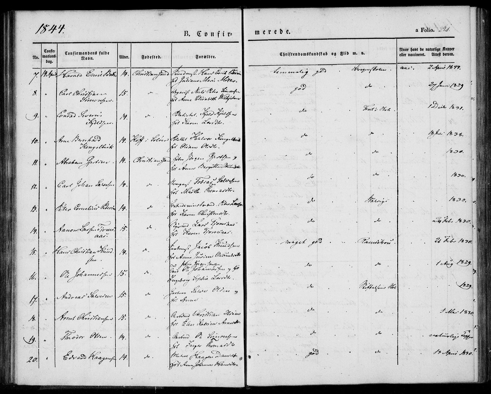 Kristiansand domprosti, AV/SAK-1112-0006/F/Fa/L0013: Ministerialbok nr. A 13, 1842-1851, s. 221