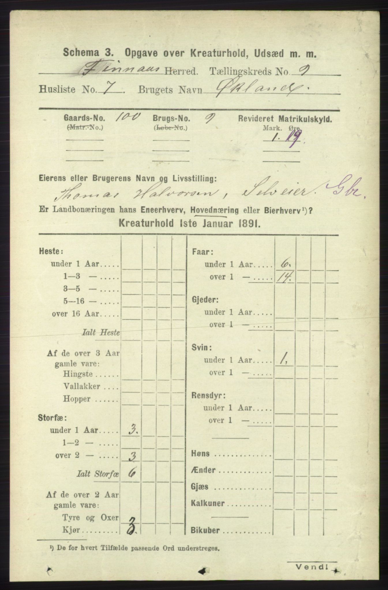 RA, Folketelling 1891 for 1218 Finnås herred, 1891, s. 7047