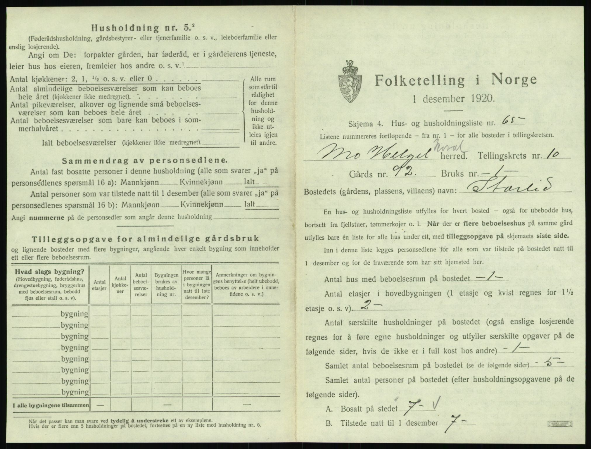 SAT, Folketelling 1920 for 1833 Mo herred, 1920, s. 1294