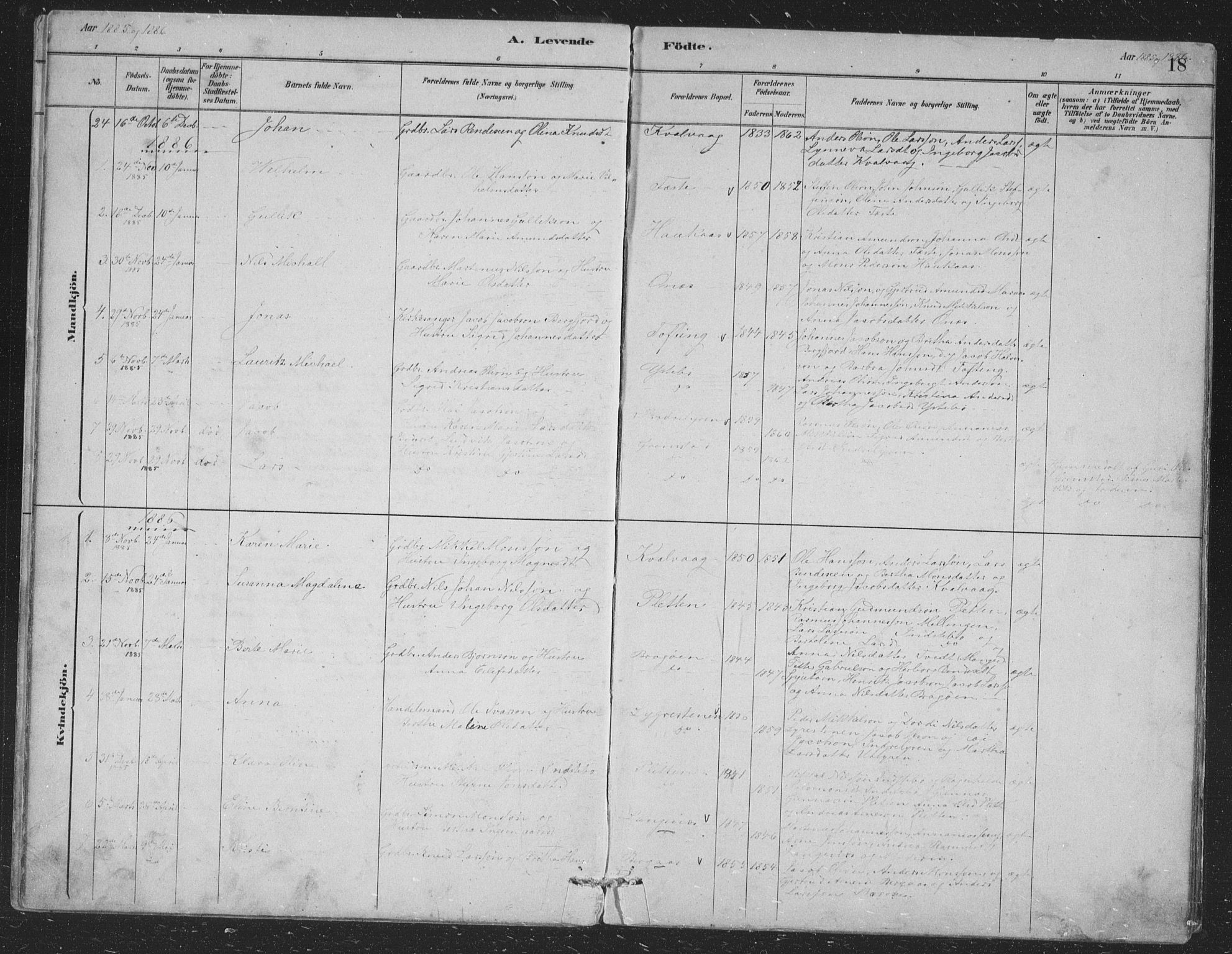 Alversund Sokneprestembete, AV/SAB-A-73901/H/Ha/Hab: Klokkerbok nr. B 3, 1881-1896, s. 18