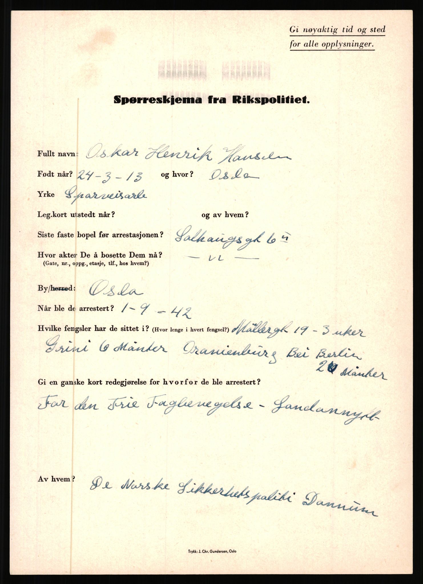 Rikspolitisjefen, AV/RA-S-1560/L/L0006: Hansen, Adolf Boye - Hemstad, Gunnar, 1940-1945, s. 422