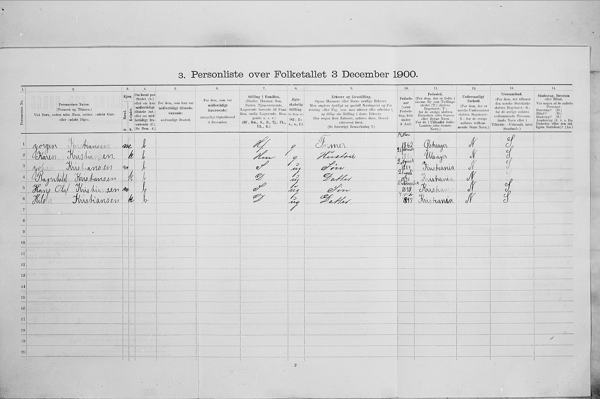 SAO, Folketelling 1900 for 0301 Kristiania kjøpstad, 1900, s. 68535