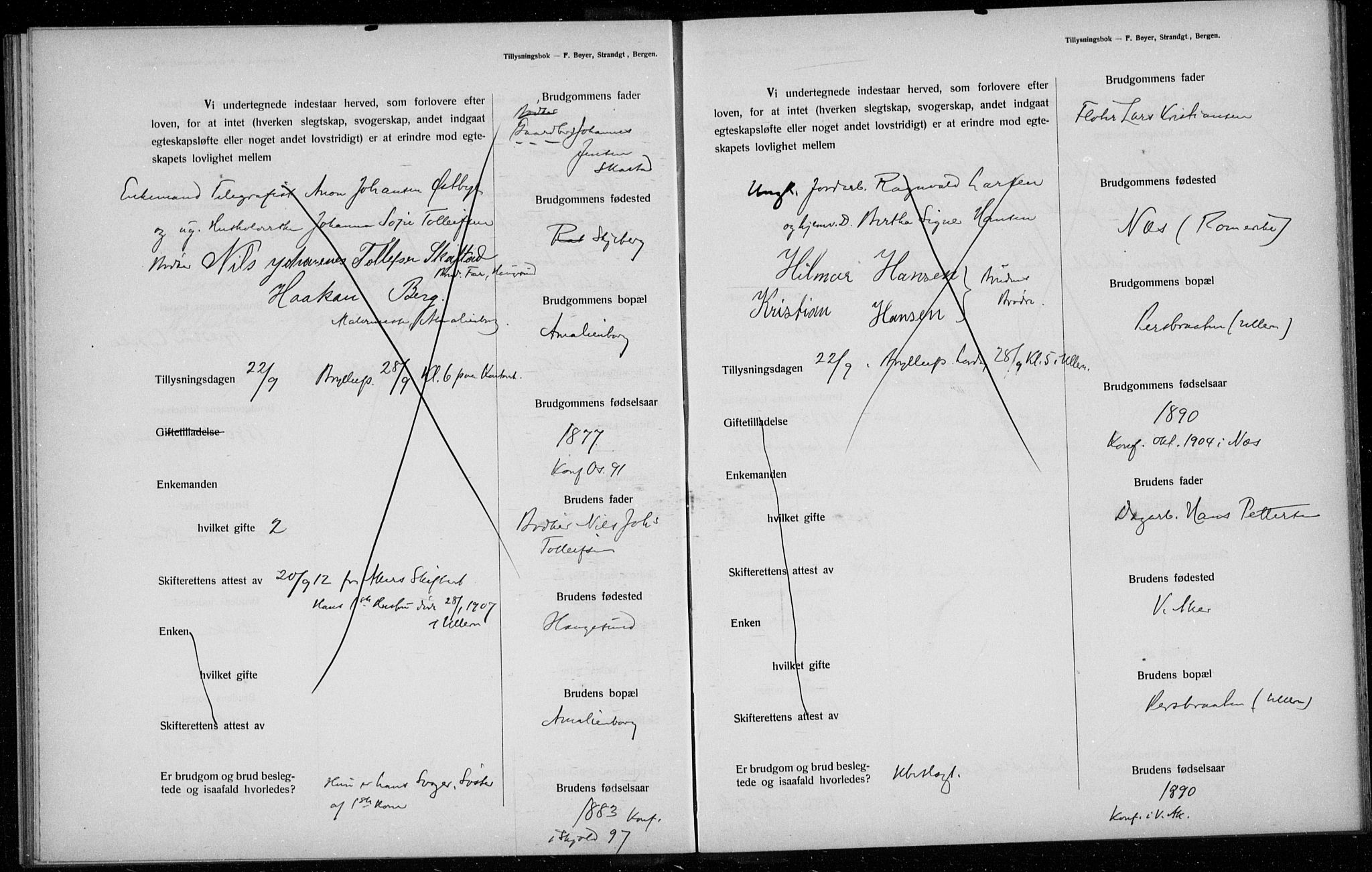 Ullern prestekontor Kirkebøker, AV/SAO-A-10740/H/L0001b: Lysningsprotokoll nr. 1b, 1911-1916