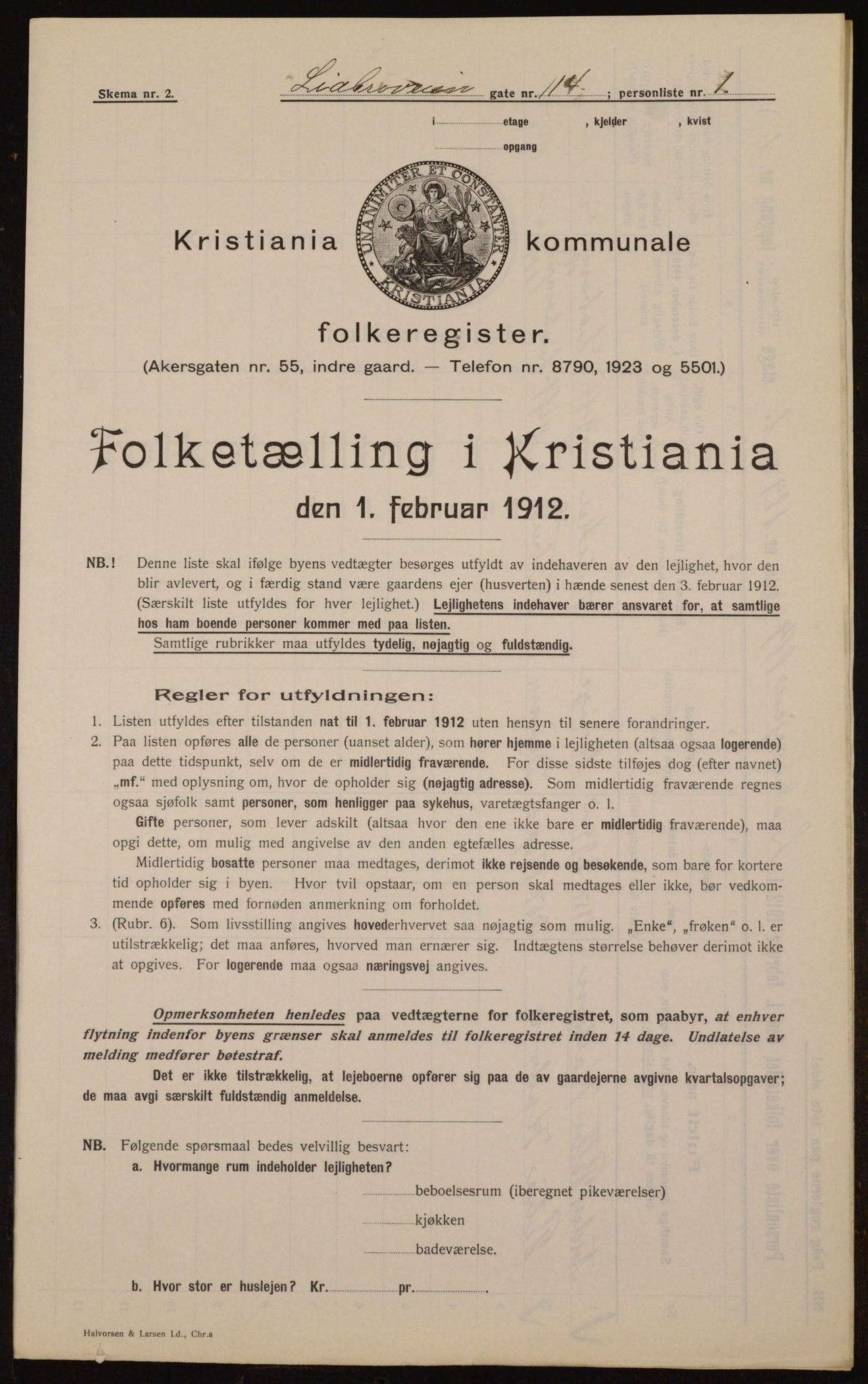 OBA, Kommunal folketelling 1.2.1912 for Kristiania, 1912, s. 58580