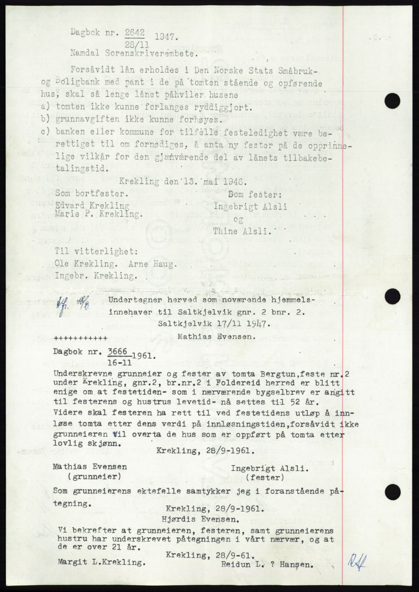Namdal sorenskriveri, SAT/A-4133/1/2/2C: Pantebok nr. -, 1944-1945, Dagboknr: 2642/1945