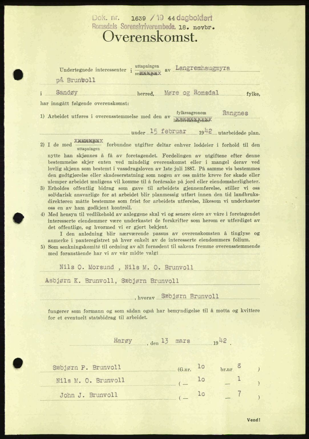 Romsdal sorenskriveri, SAT/A-4149/1/2/2C: Pantebok nr. A17, 1944-1945, Dagboknr: 1639/1944
